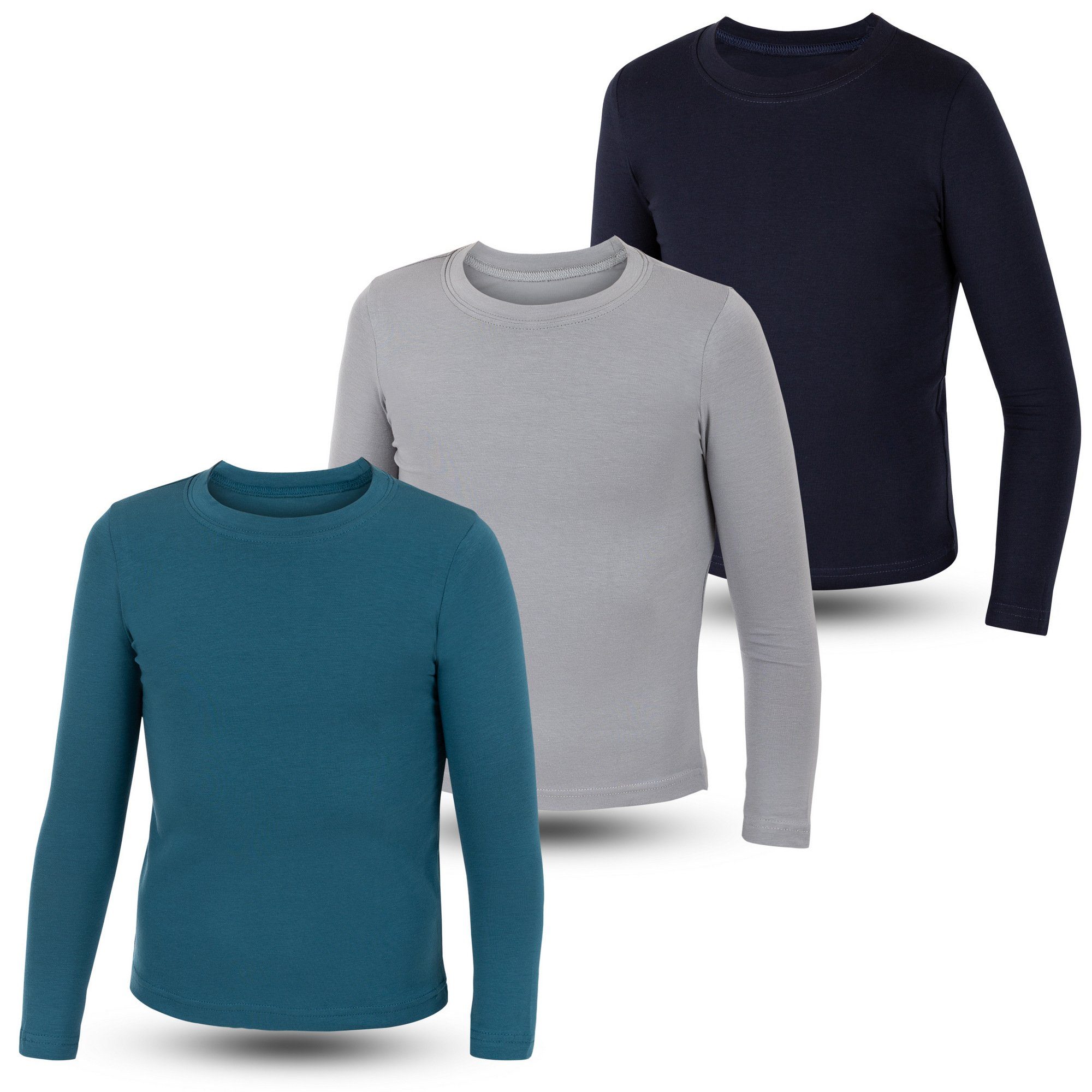 Langarmshirt 3er Set Jungen Langarmshirts - Basics - Mehrfarbig