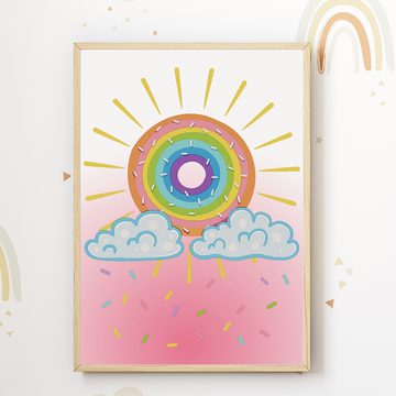 Tigerlino Poster Zuckerwatte Lollipop Süßigkeiten 3er Set Kinderzimmer Wandbilder