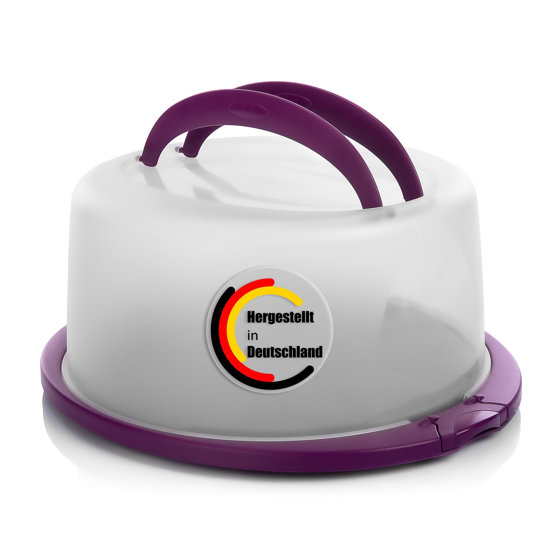 BigDean Kuchentransportbox Tortenglocke Rund in Brombeerfarbe Tortenhaube mit zwei Tragegriffen, Kunststoff, (Packung, 1-tlg., Tortenglocke), Doppelgriff für festen halt, Lebensmittelecht & BPA Frei
