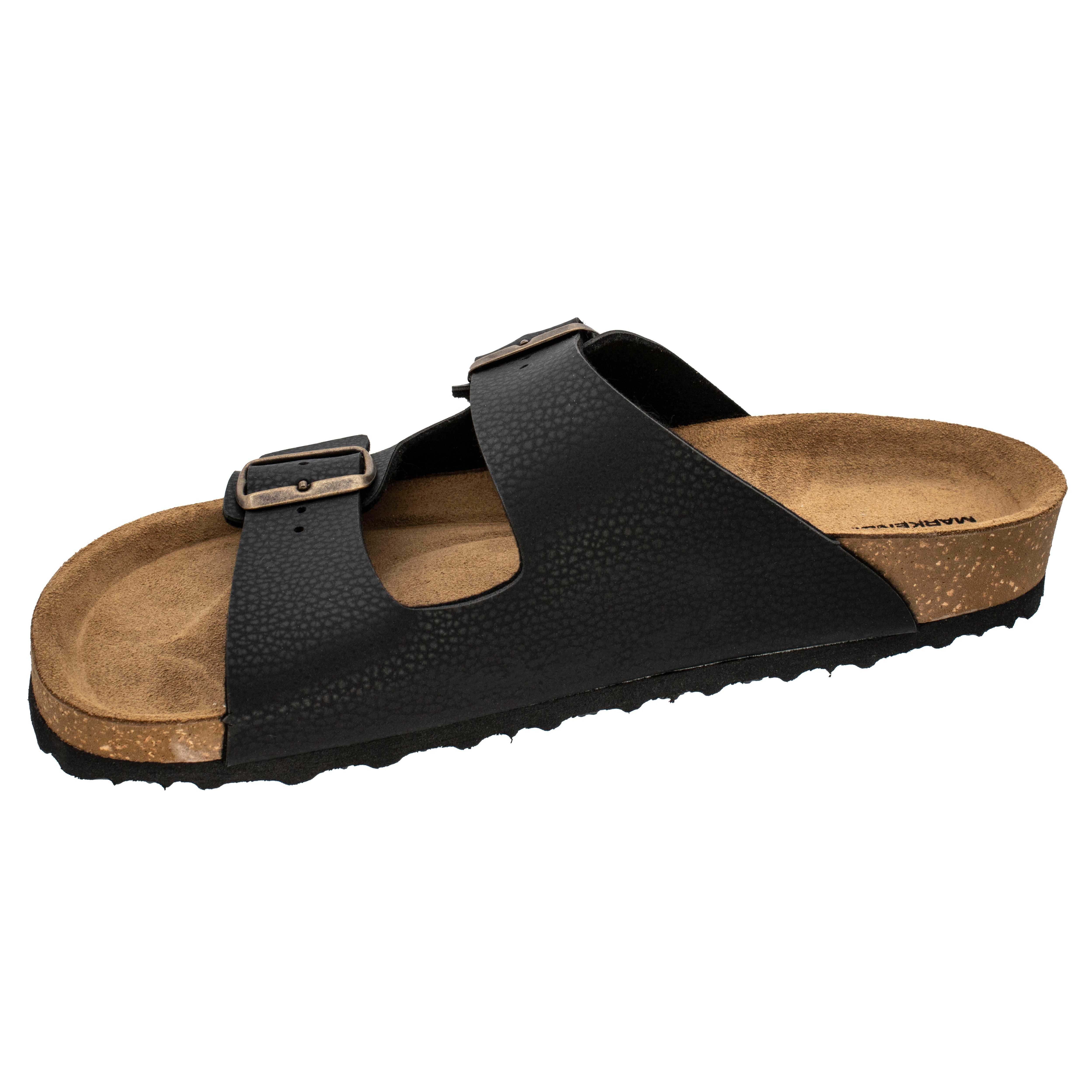 Vegano Fischer-Markenschuh Pantolette aus Lederfußbett schwarz (Lederimitat), Tobi gepolstertes