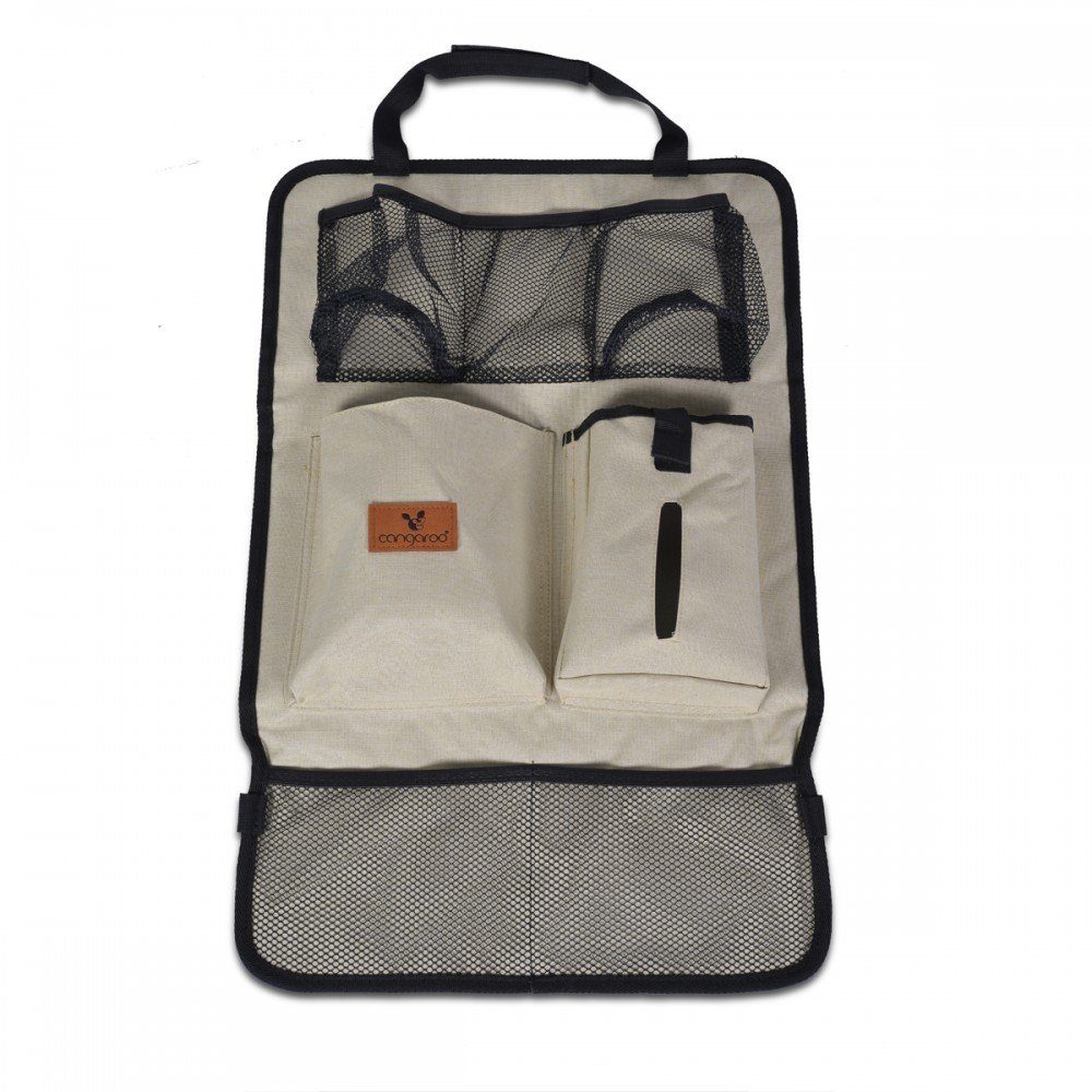Cangaroo Auto-Rückenlehnentasche Organizer Taschen Taschen (1-tlg), Reise Auto Organizer mit beige mit Rückenlehnenschutz für