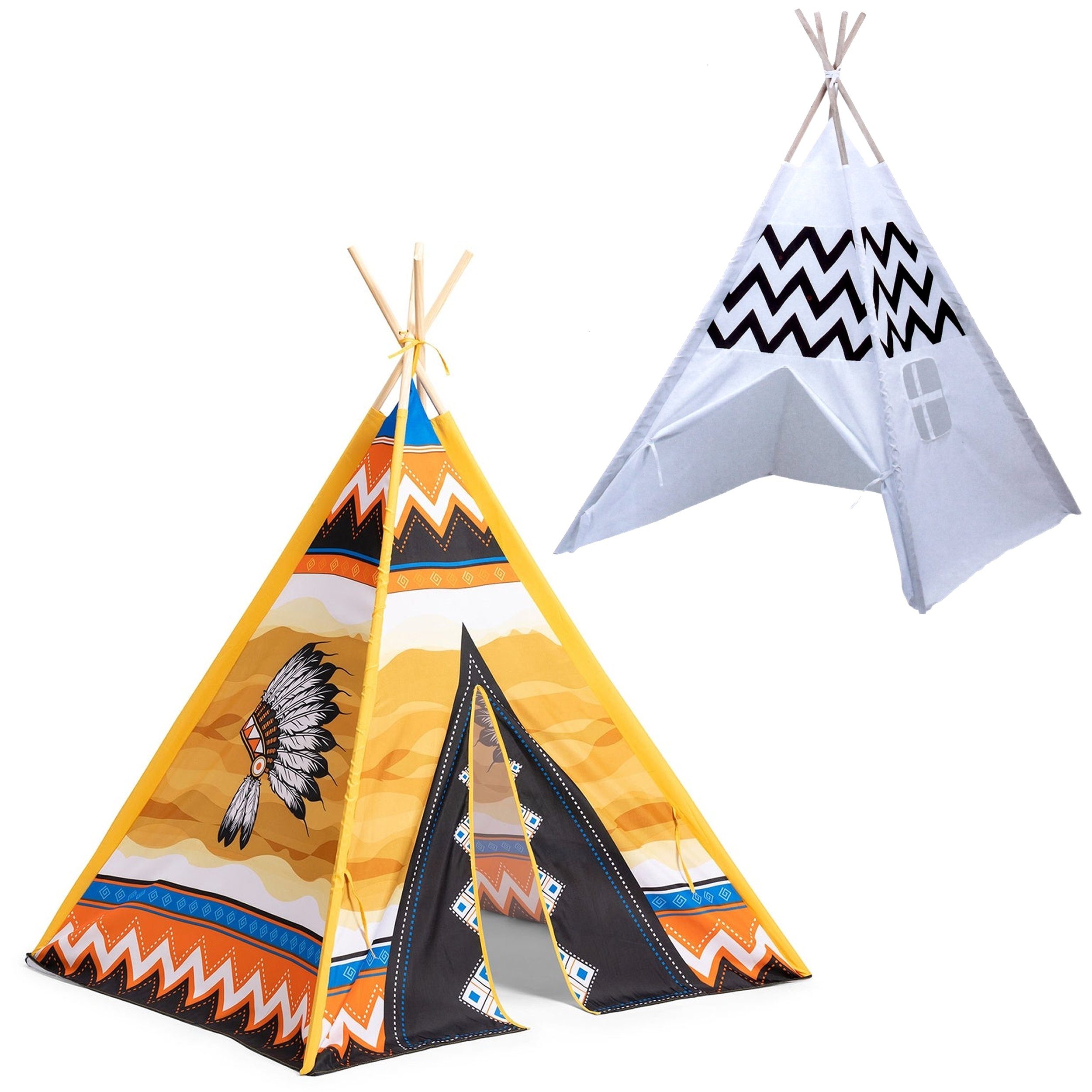 Play Tipi oder -weiß bunt zwei Wigwam Fun in schwarz Kinder Spielzelt Ausführungen (Kinderzelt) Zelt