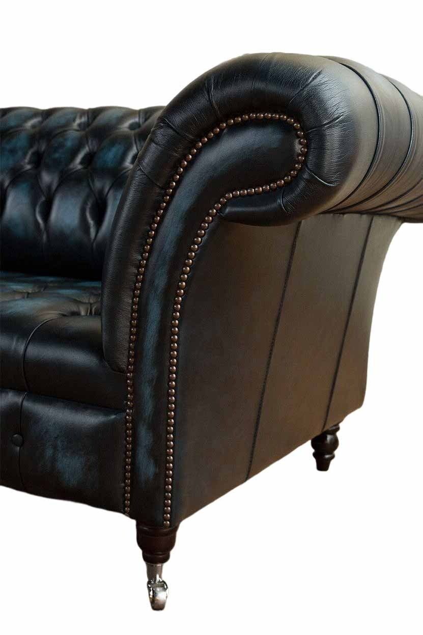 Schwarzer Sofa Made Dreisitzer in JVmoebel Couch, Chesterfield Europe Polster Klassischer