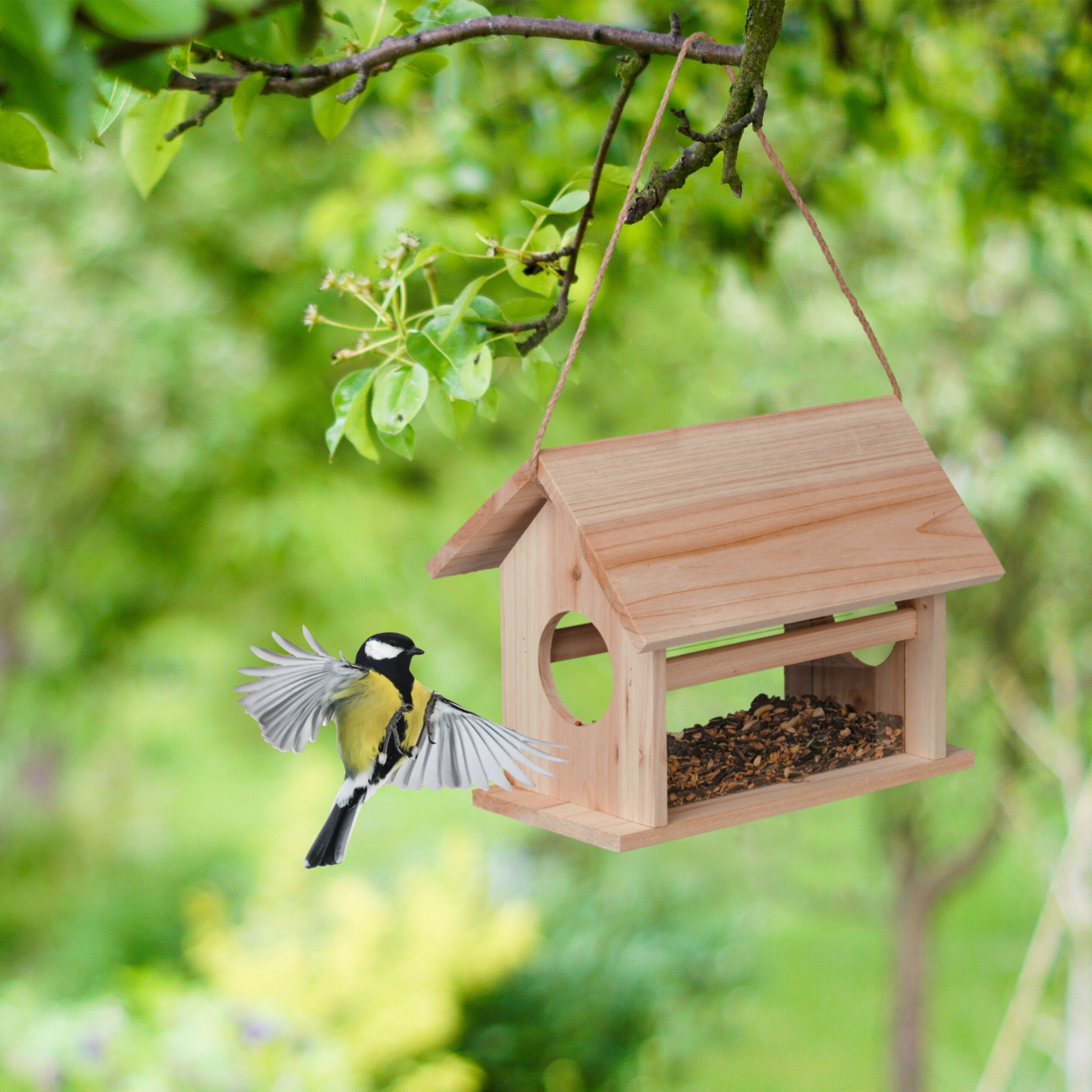 relaxdays Vogelhaus Holz aus Vogelfutterhaus