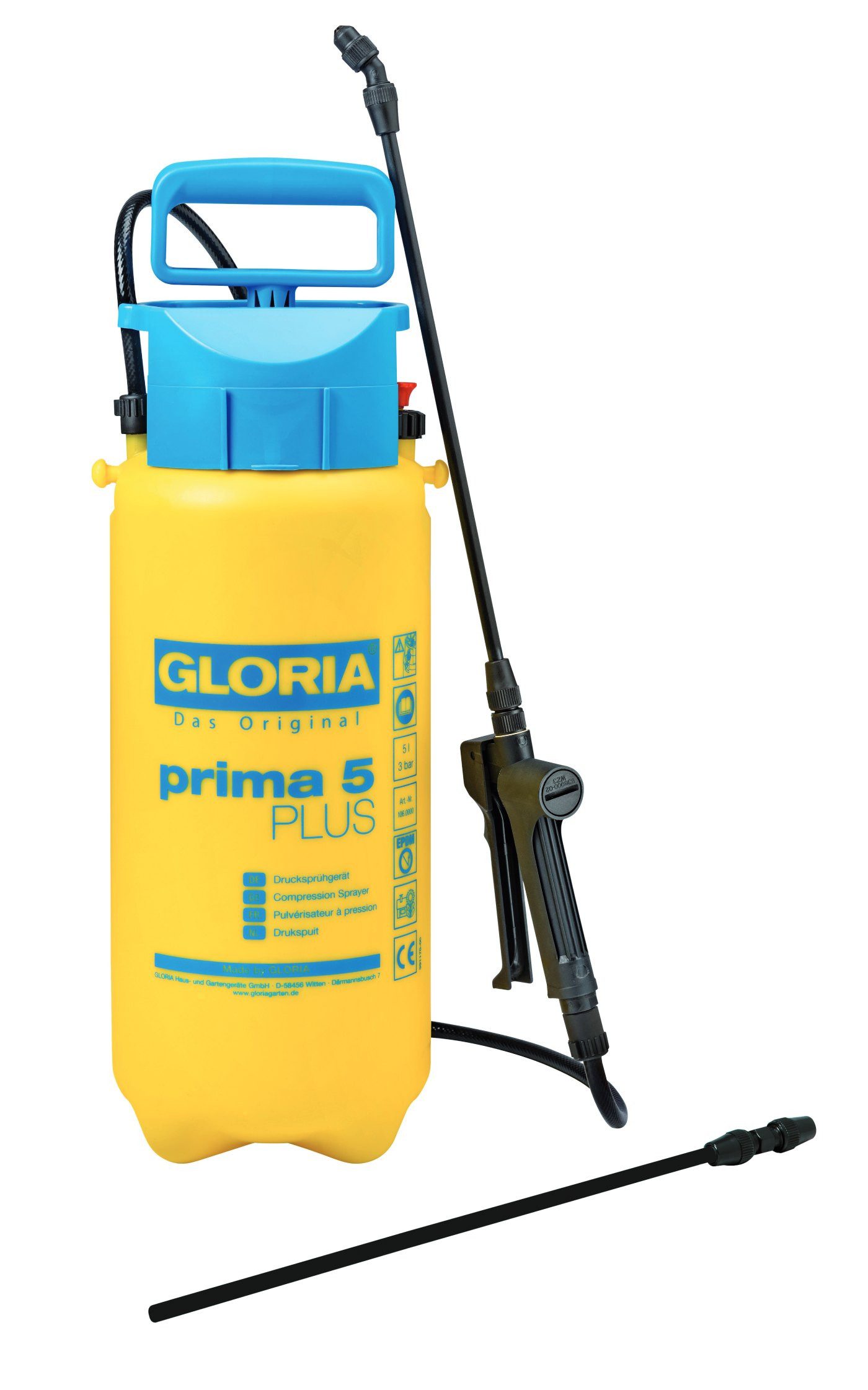 Gloria Drucksprühgerät Gloria Prima 5 PLUS, Drucksprühgerät mit 5 Liter Füllinhalt, (1-tlg), für säurehaltige Pflanzenschutzmittel