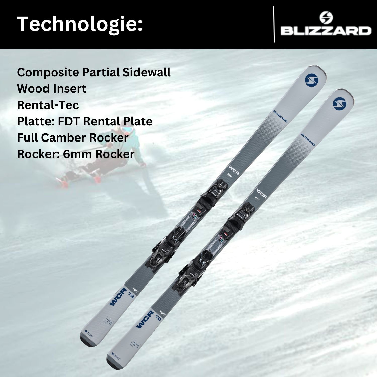 Z3-10 Bindung Ski, grau/blau Blizzard Full Rocker 10 Camber WCR + TLT Ski BLIZZARD Marker