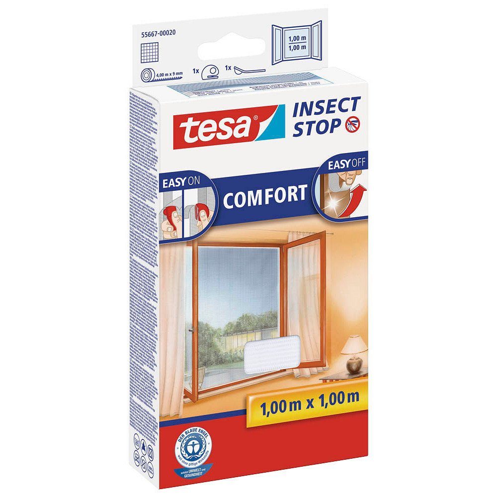 Fliegengitter COMFORT Fenster Insektenschutz-Fensterrahmen tesa weiß 1 1x1m, (1-St)