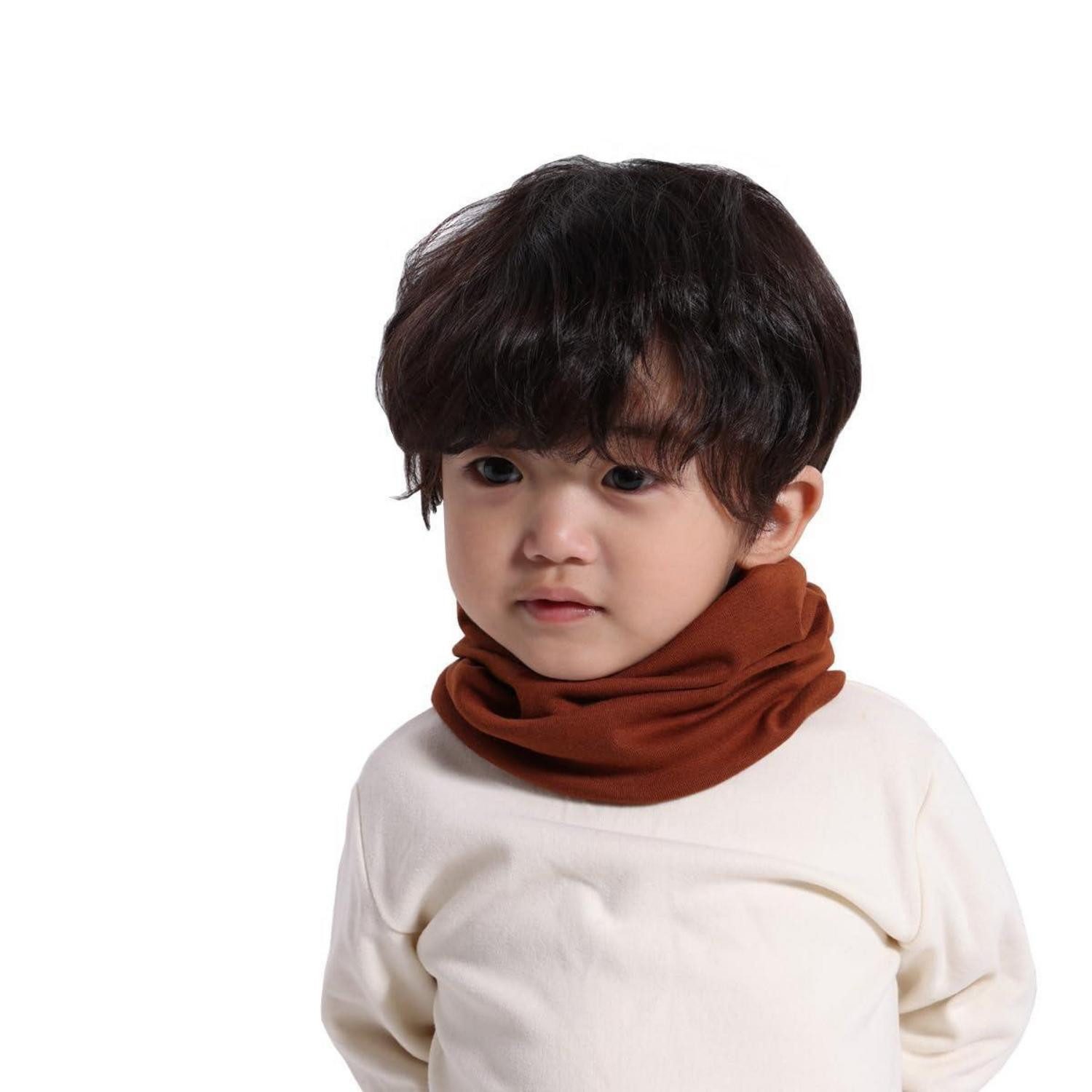 LuxusKollektion Multifunktionstuch Kinder Schlauchschal Baumwolle Karamell 0-8 Jahre, (1-St)