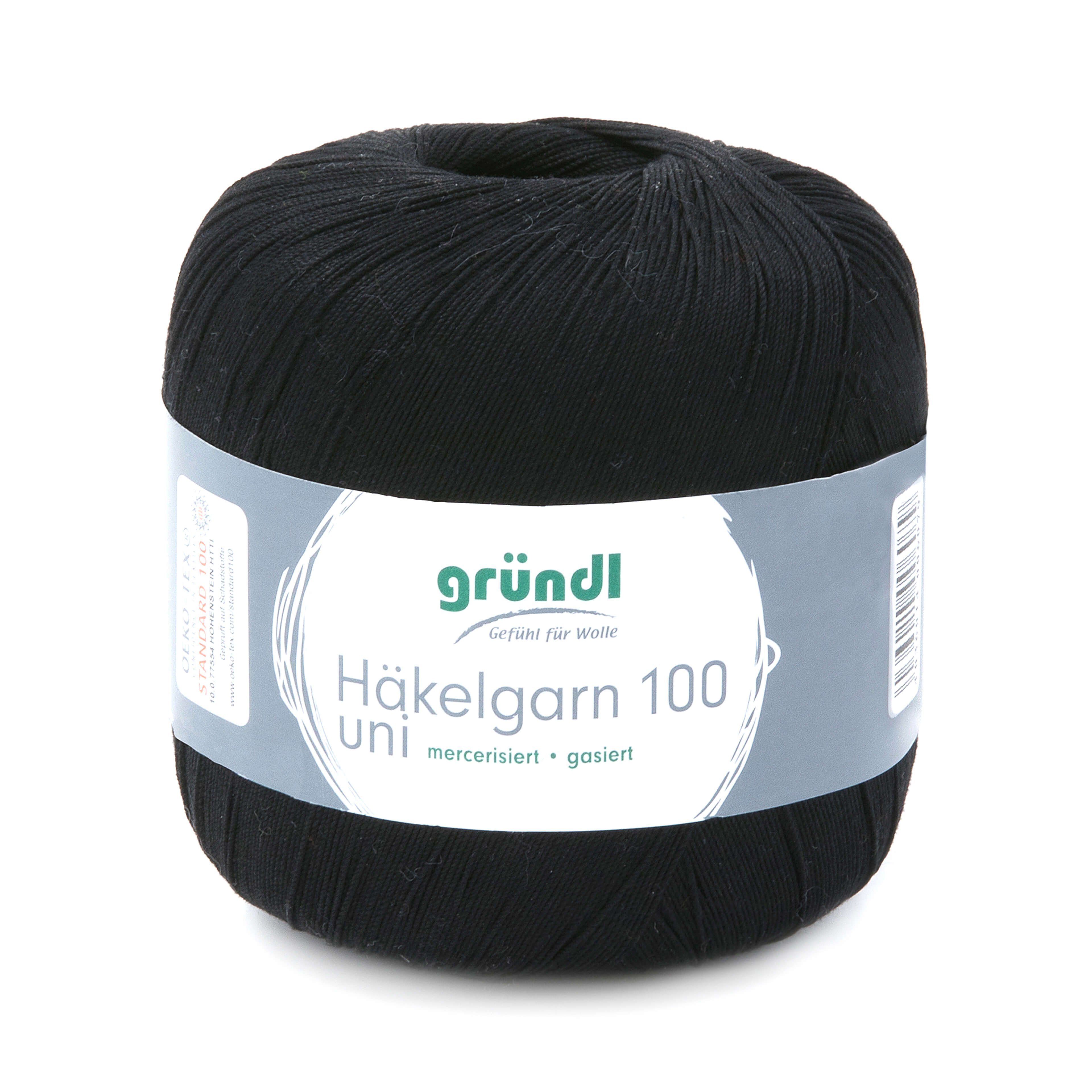 Gründl Häkelgarn 100, Baumwolle dünn zum Häkeln Handarbeiten DIY, 100g Häkelwolle, 566,00 m (Baumwollgarn, Filethäkelgarn), 60° waschbar