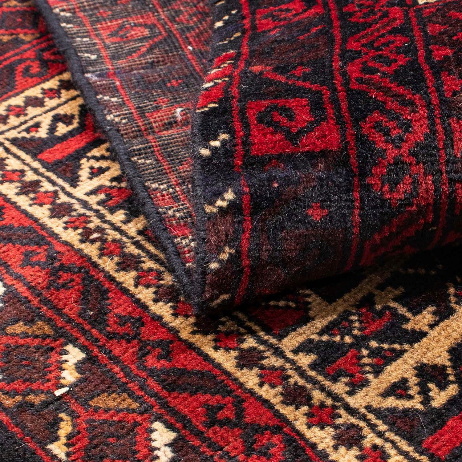 Orientteppich Belutsch - Handgeknüpft, mm, Einzelstück dunkelrot, Höhe: morgenland, 126 mit cm 86 Wohnzimmer, Zertifikat 8 - rechteckig, x