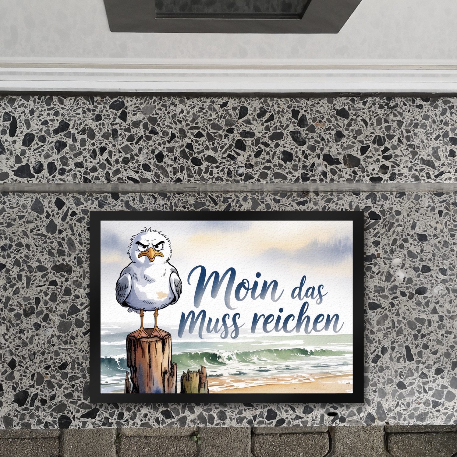 speecheese Fußmatte Möwe Aquarell Moin Spruch günstig online kaufen