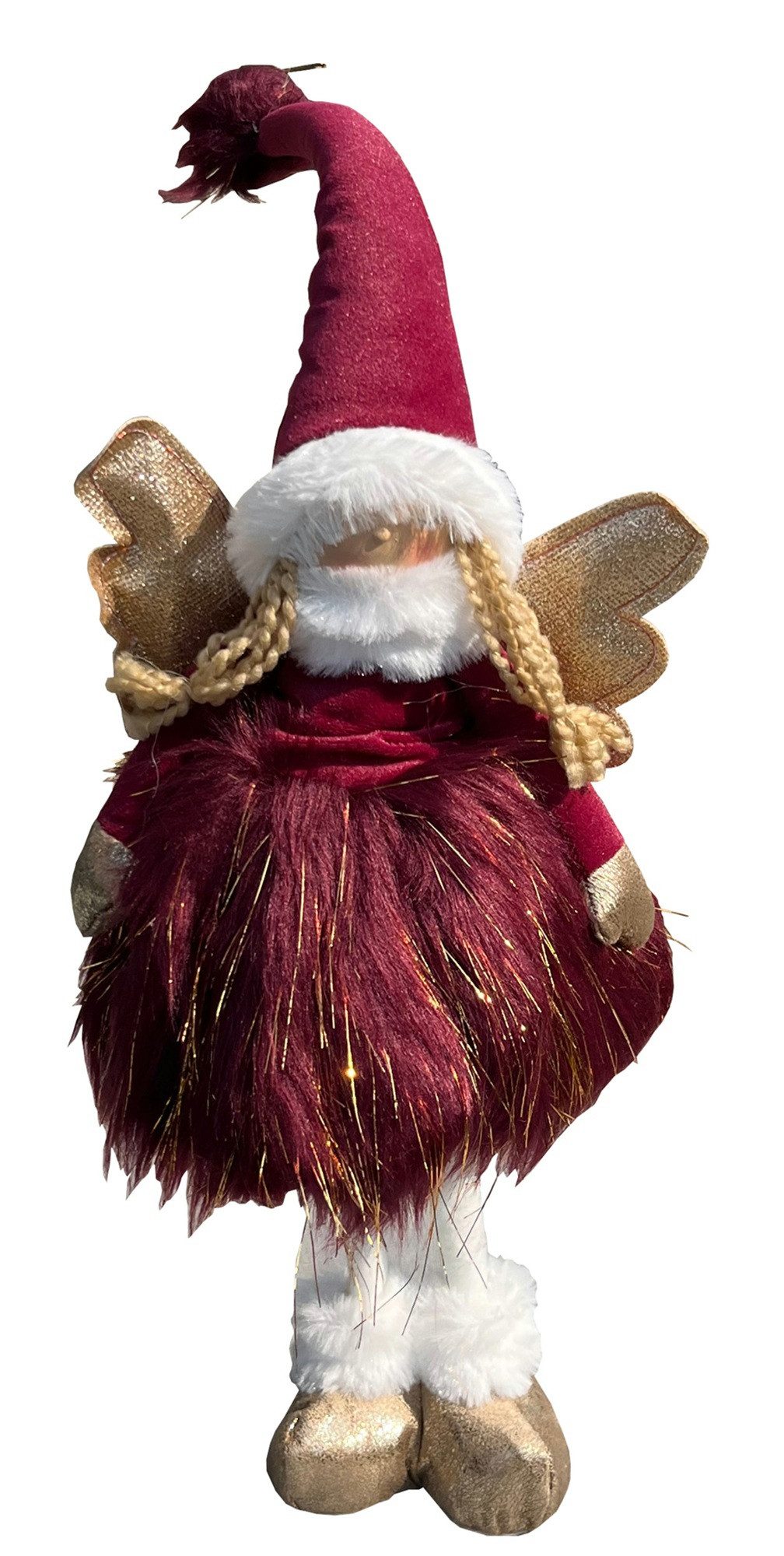 foolonli Weihnachtsfigur Engel Schutzengel LED stehend 52cm Advent Weihnachten Rot Weiß