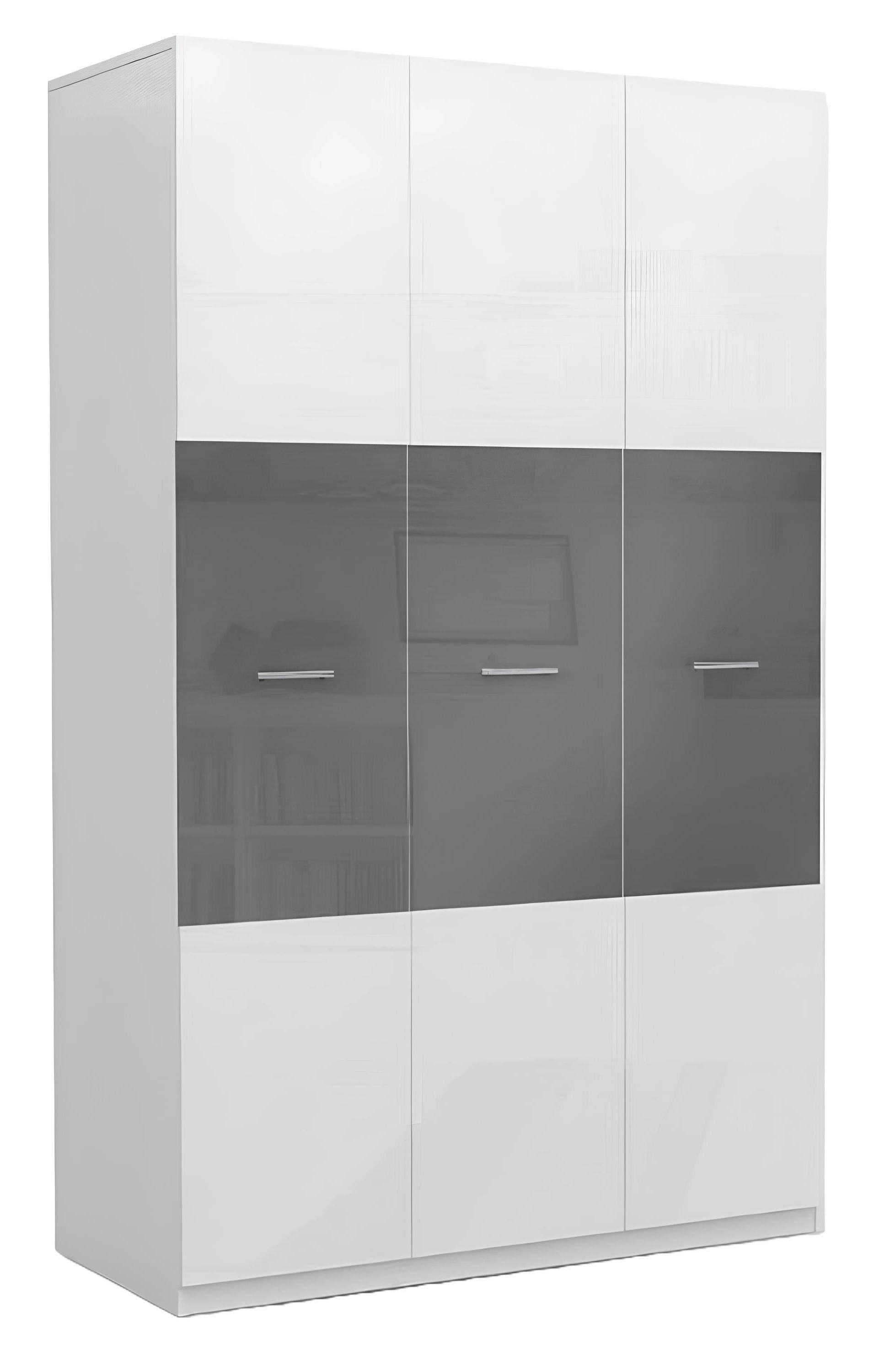 Xlmoebel Kinderkleiderschrank Grauer Hochglanz-Kleiderschrank für Kinderzimmer (Kinderkleiderschrank) Hergestellt in Europa