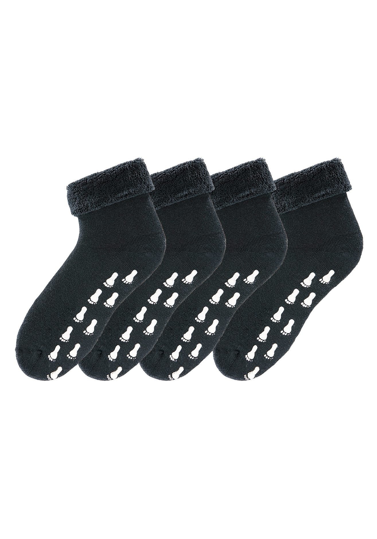 ABS-Socken 4-Paar) Antirutschsohle mit in schwarz Go (Set, und Vollfrottee