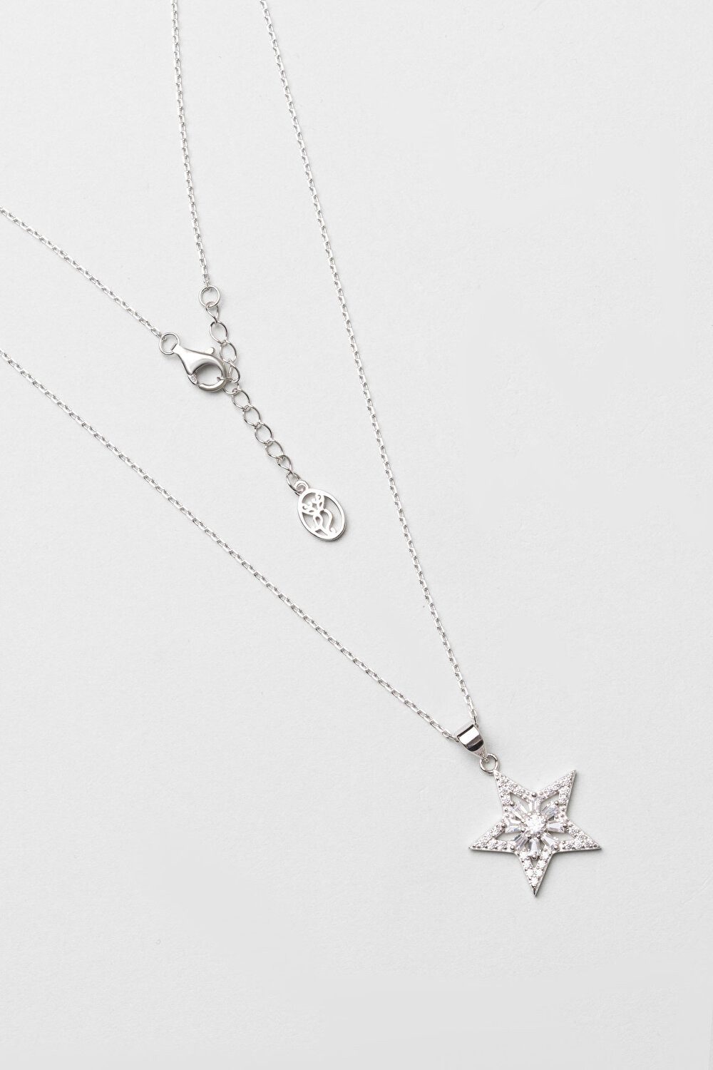 So CHIC... Kette mit Einhänger Sternblume 18K Weißgold Plattiertes Silberhalskette 45cm