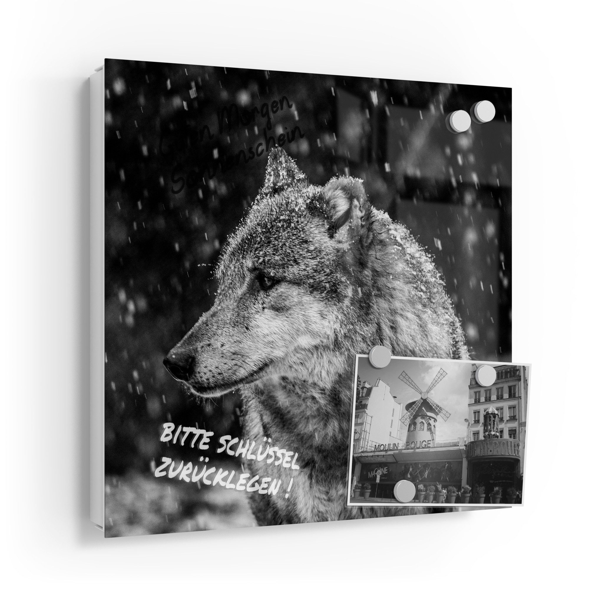 DEQORI Schlüsselkasten 'Winterwächter', Glas Schlüsselbox modern magnetisch beschreibbar