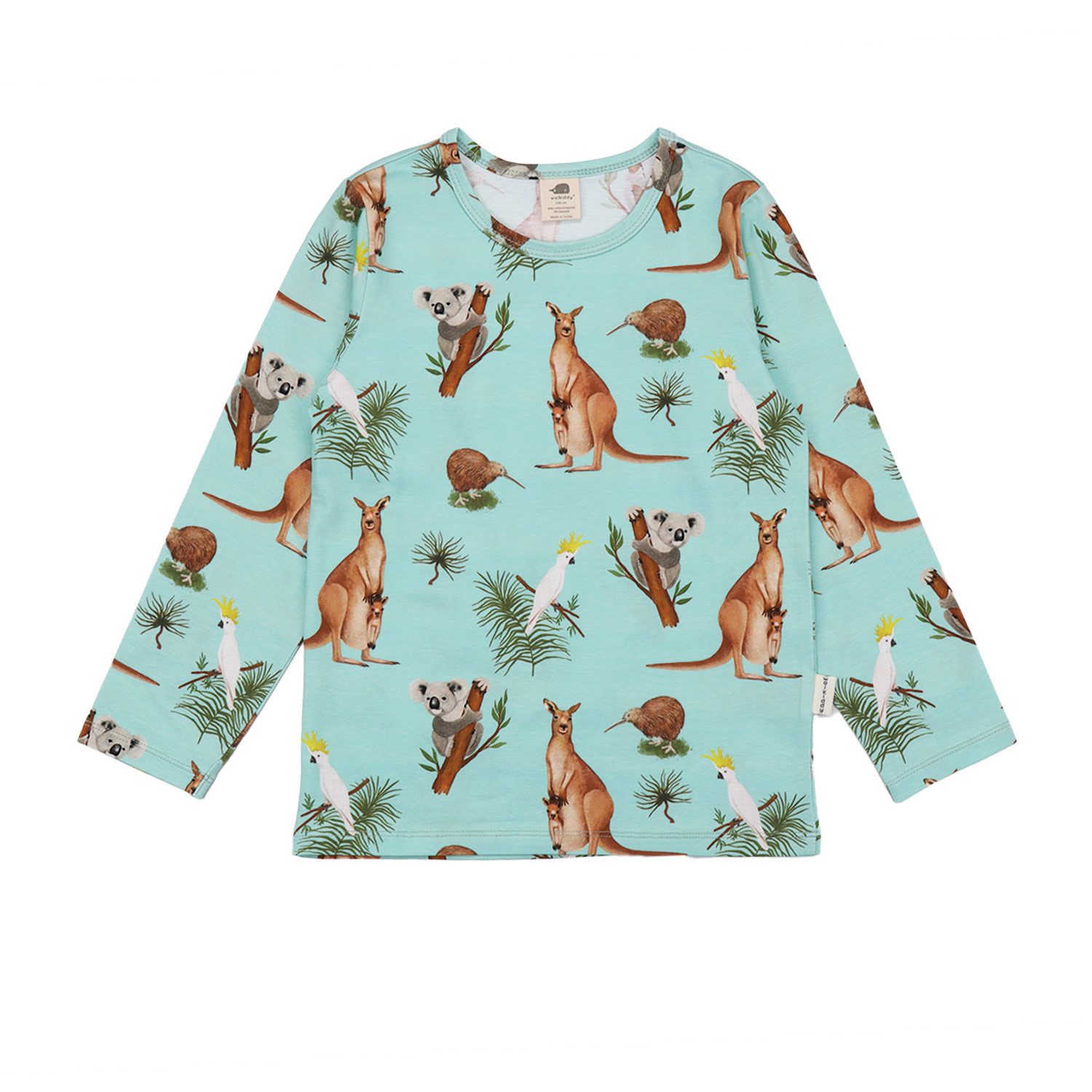 Langarmshirt Walkiddy Känguru & Koala Kinder Bio Baumwolle GOTS Grün -