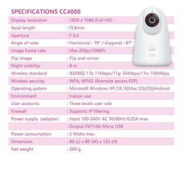 Elro CC4000 Smart Home Kamera (innenbereich, 1080P Full HD - Pan/Tilt - Wifi - IP Bewegungsmelder)