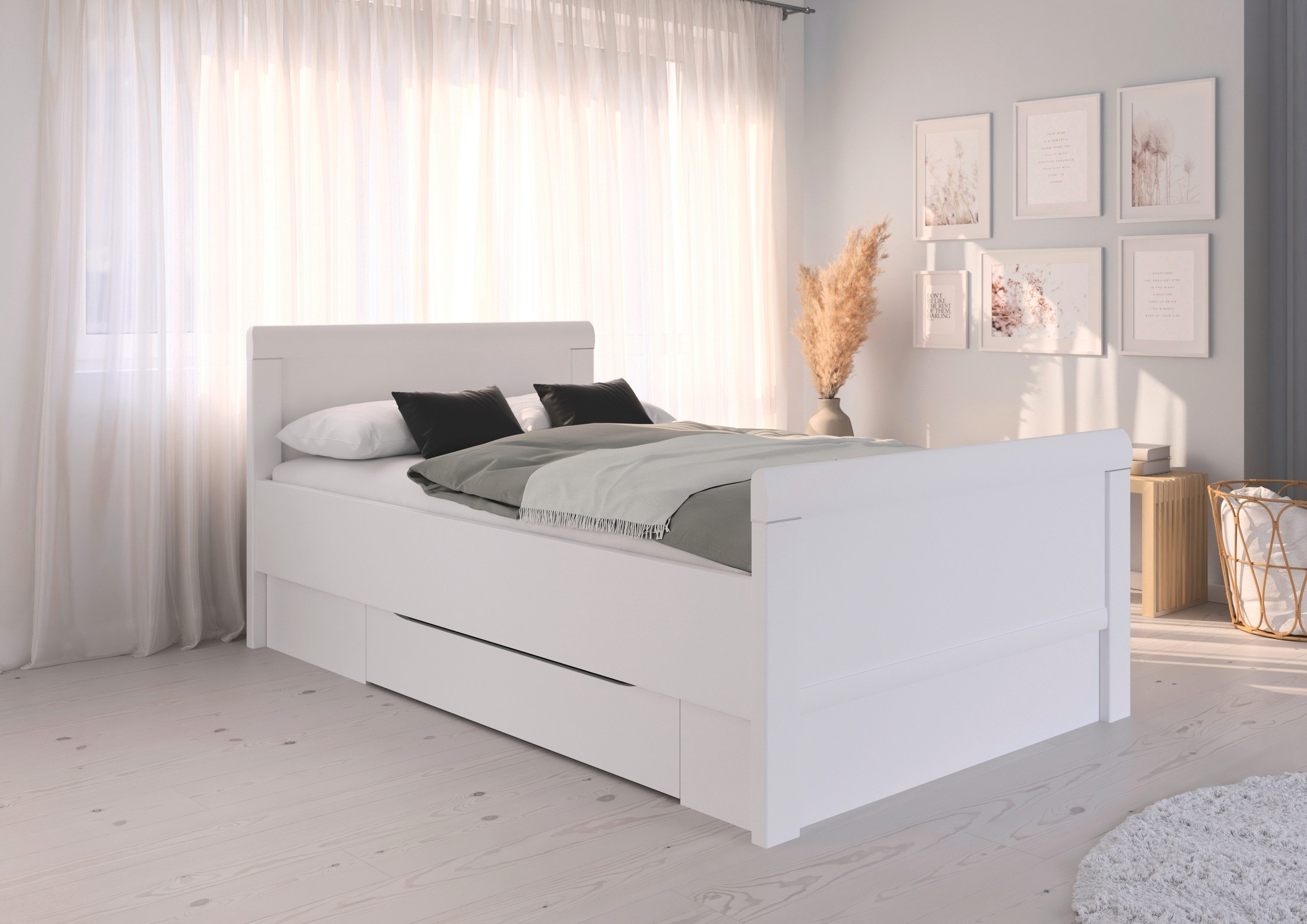 rauch Stauraumbett Bett Einzelbett Stollenbett Bettkästen EVELYN, in Komforthöhe mit Holzkopfteil sowie Schubladen MADE IN GERMANY