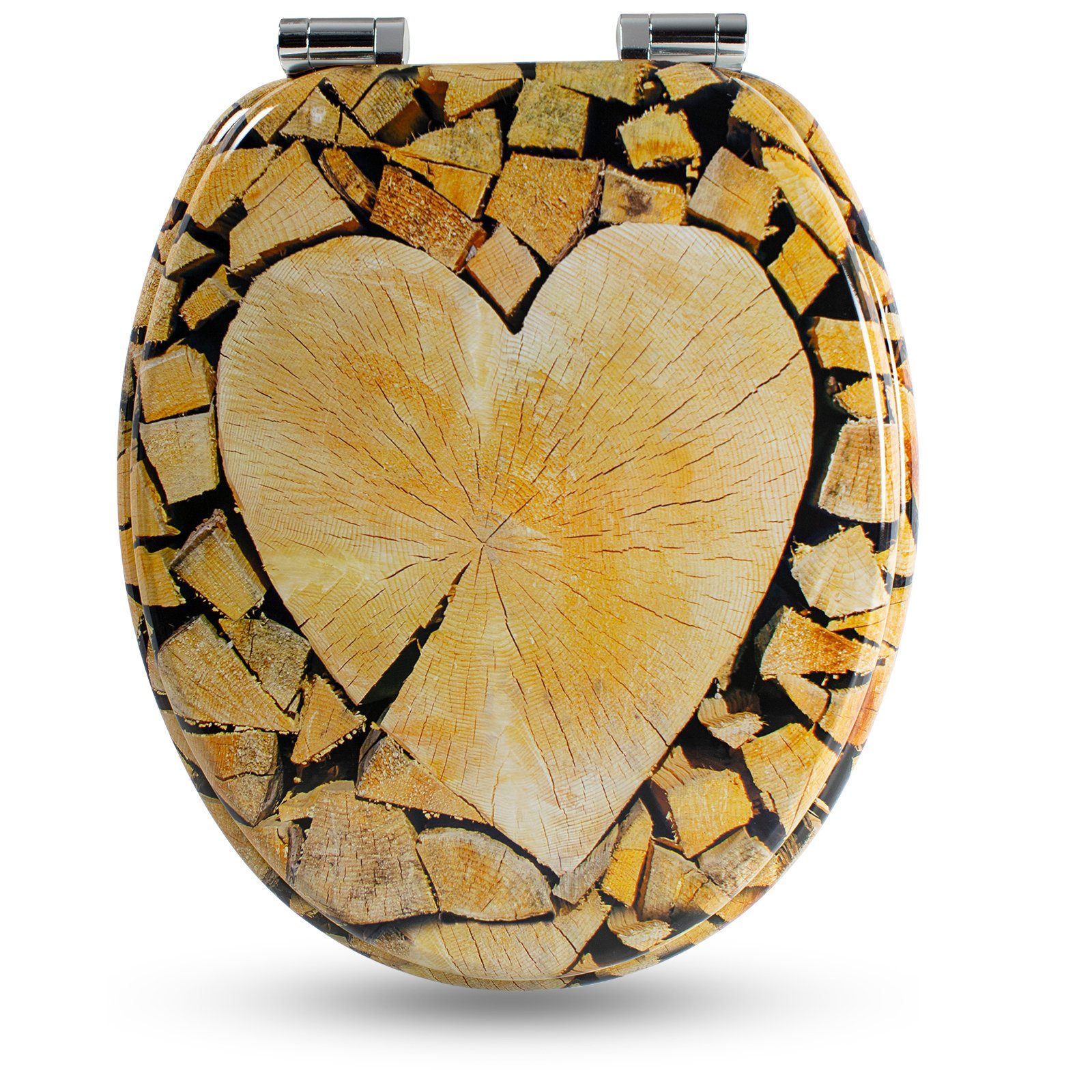 Sanfino WC-Sitz "Wood Heart“ Premium Toilettendeckel günstig online kaufen