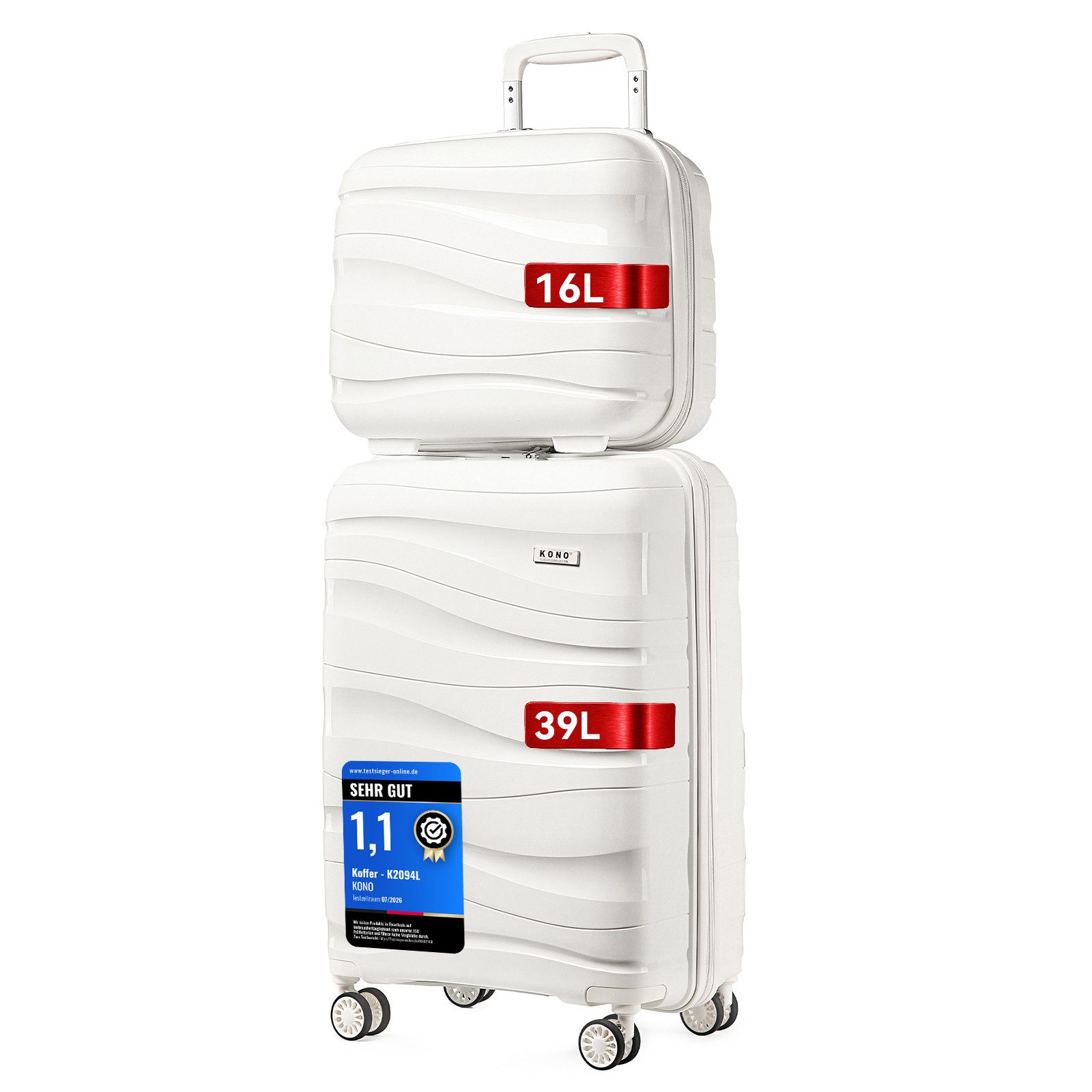 KONO Handgepäck-Trolley Leicht Hartschalenkoffer Reisekoffer mit 4 Rollen und TSA Schloss