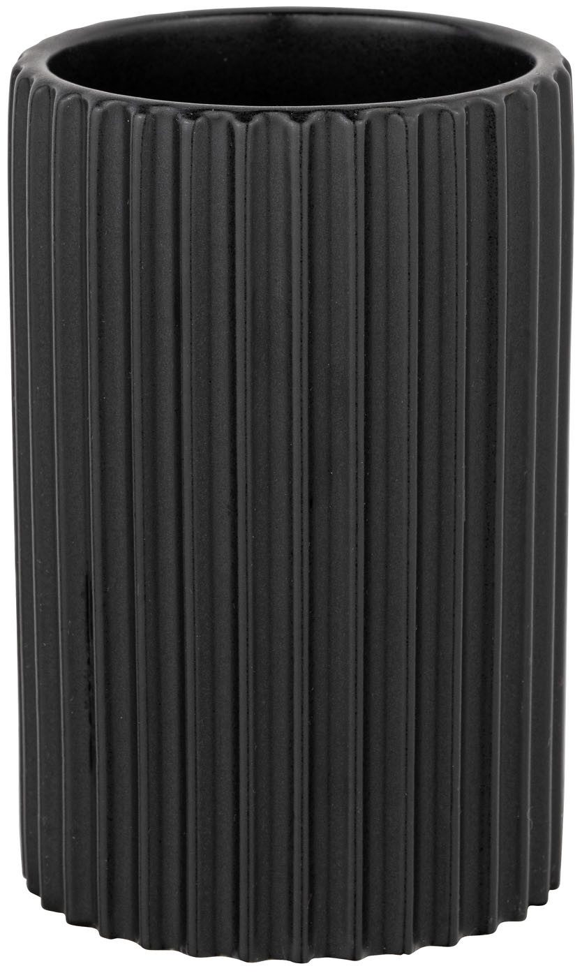 SCHÖNER WOHNEN-Kollektion Badaccessoire-Set »Soliera«, Set, 3 tlg., Zahnputzbecher, Seifenspender & WC-Garnitur, Keramik, Rillenstruktur – Bild 4 von 4