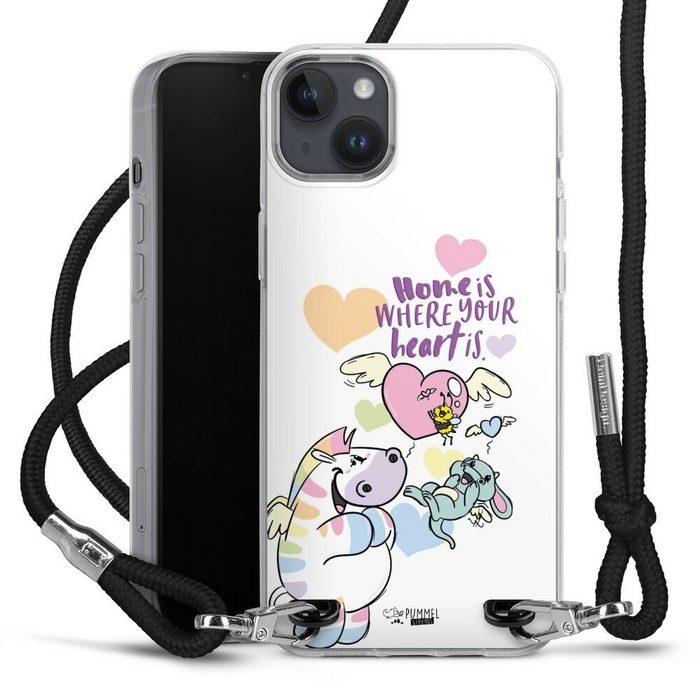 DeinDesign Handyhülle Zebrasus Home Is Where Your Heart Is Apple iPhone 14 Plus Handykette Hülle mit Band Case zum Umhängen