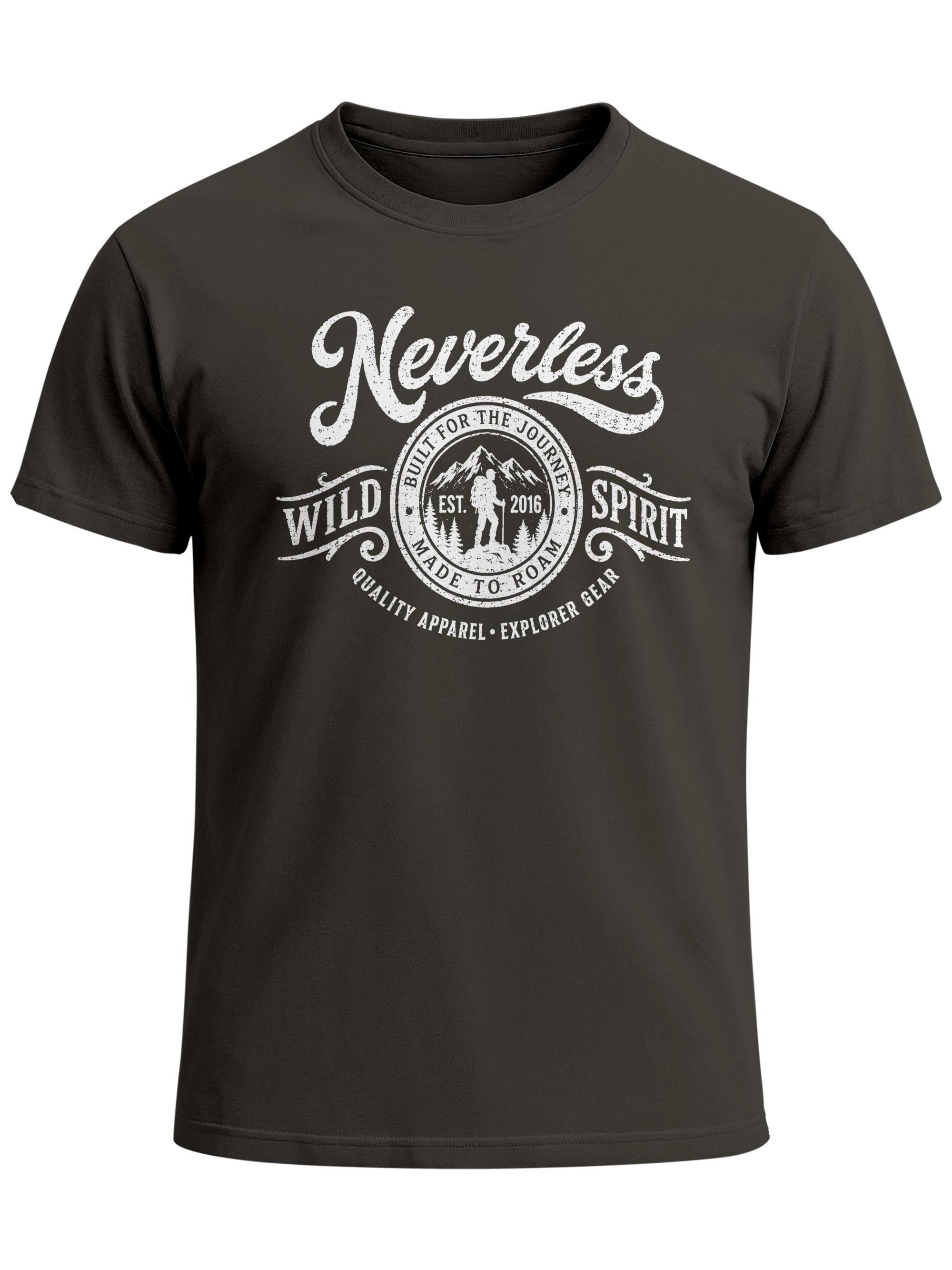 Neverless Print-Shirt Herren T-Shirt Frontprint - Wild Spirit - Baumwollshirt Männer mit Print – Bild 2 von 5
