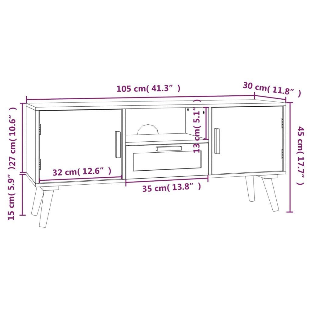 furnicato TV-Schrank mit Holzwerkstoff 105x30x45 cm Türen