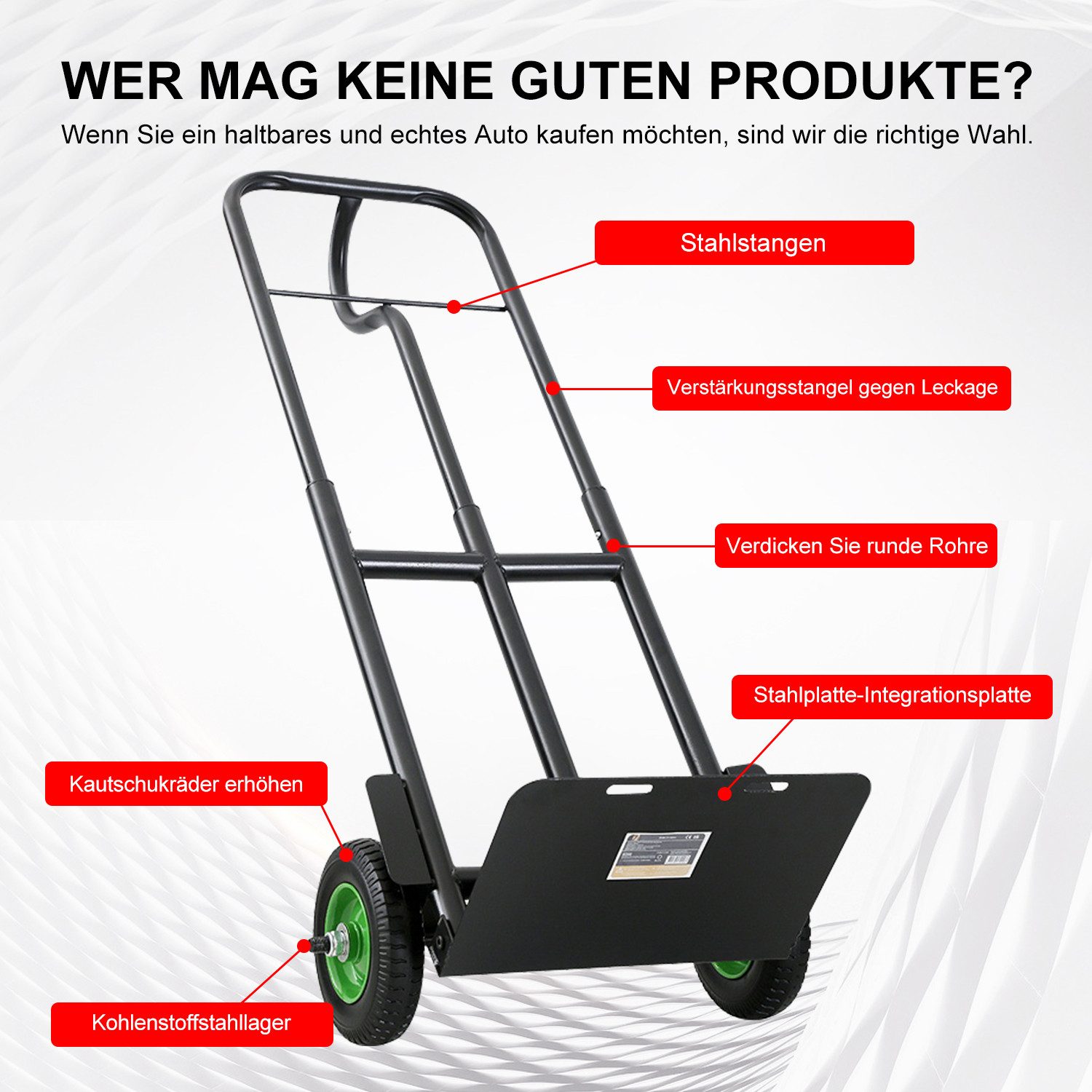 FOXSPORT Sack truck, transport cart up to 150 kg, foldable, with large rubber wheels and sturdy metal frame