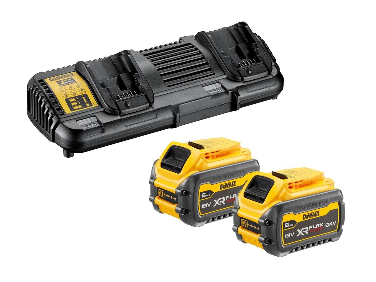 DeWalt Flexvolt 2xAkku 108 Wh Akku Starter-Set (54 V), inklusive 2x Akku und 1x Doppelladegerät DCB132-QW