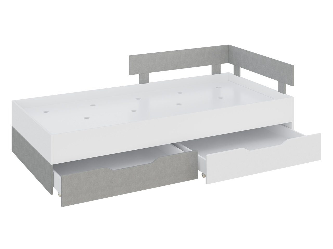 Weiß / Jugendbett P cm, L mit Sigma Weiß MIRJAN24 / + 90/120 Beton Ventilationsöffnungen mit 16 (Bettschublade Gummirädern), Platte