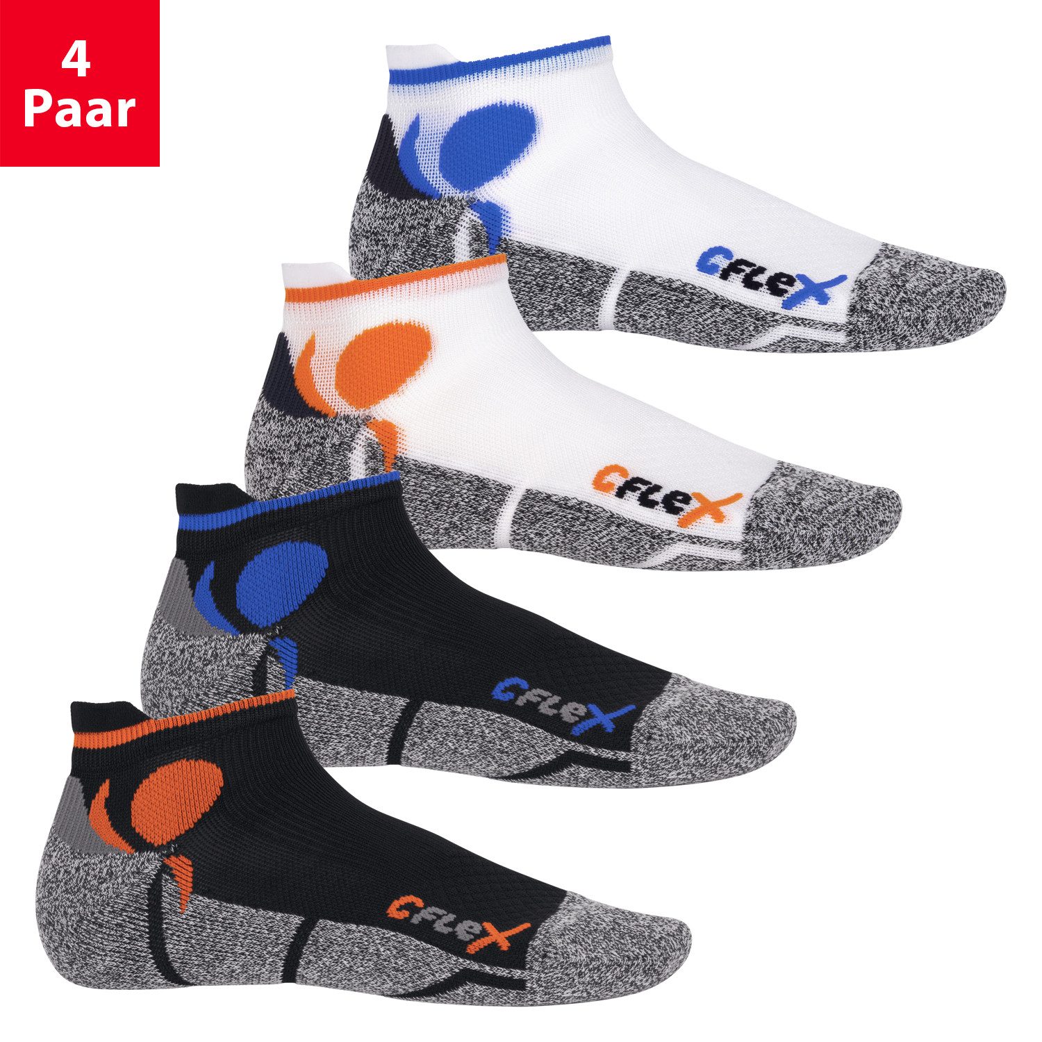 CFLEX Спортивные носки Running Damen & Herren Sport Sneaker Socken (4 Paar) Laufsocken