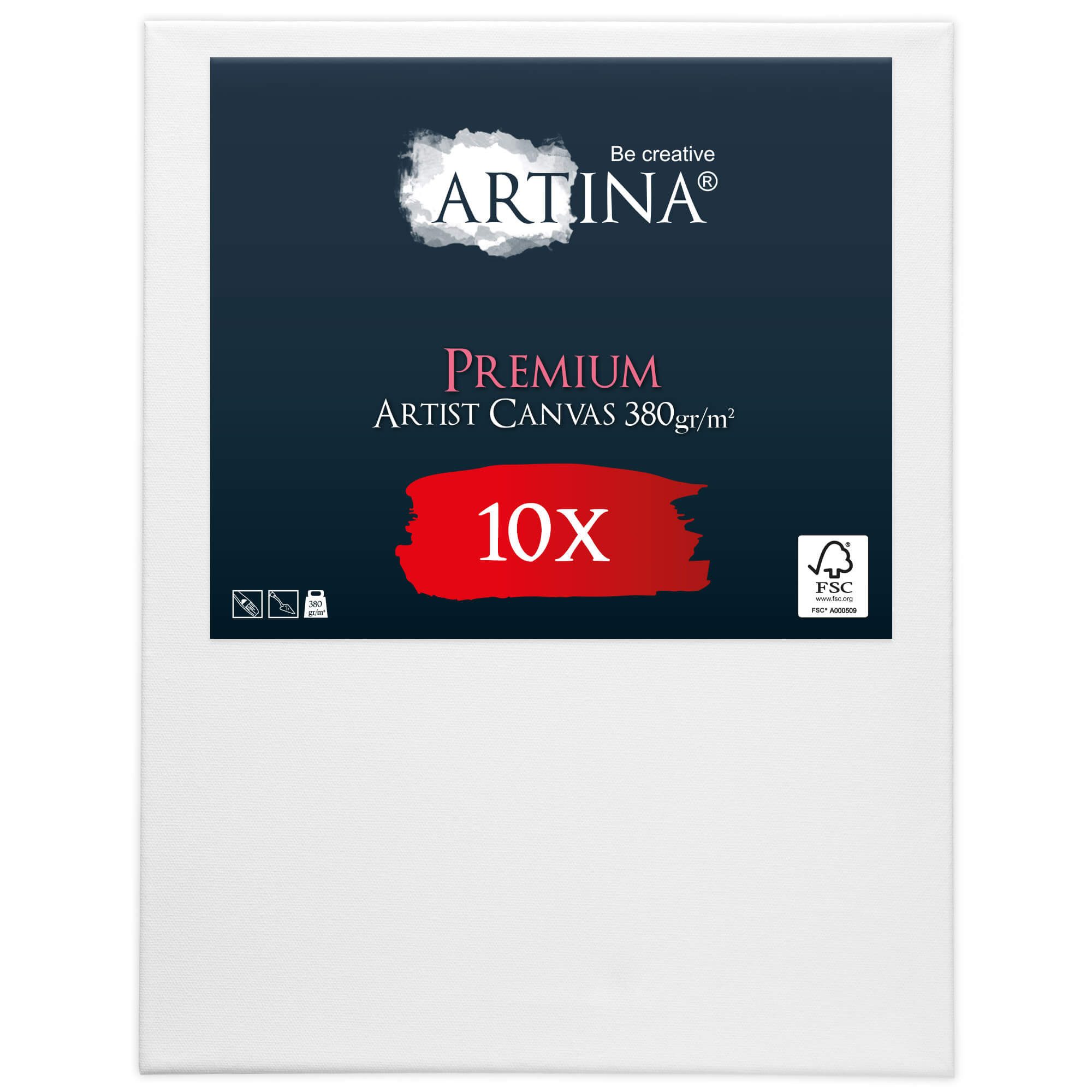Artina Keilrahmen Keilrahmen Leinwand Premium, 30x40cm, 10er Set, 100% Baumwolle – bespannt – für Acrylfarben – zum Bemalen
