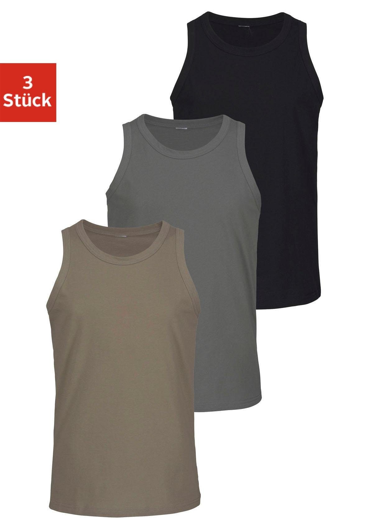 H.I.S Tanktop Unterhemd für Herren (Packung, 3-tlg) mit Rundhals aus Baumwolle