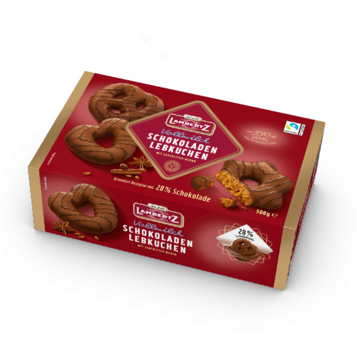 Lambertz Süßigkeit, Lambertz Schokoladen Lebkuchen Herzen Sterne Brezeln Vollmilch 500g
