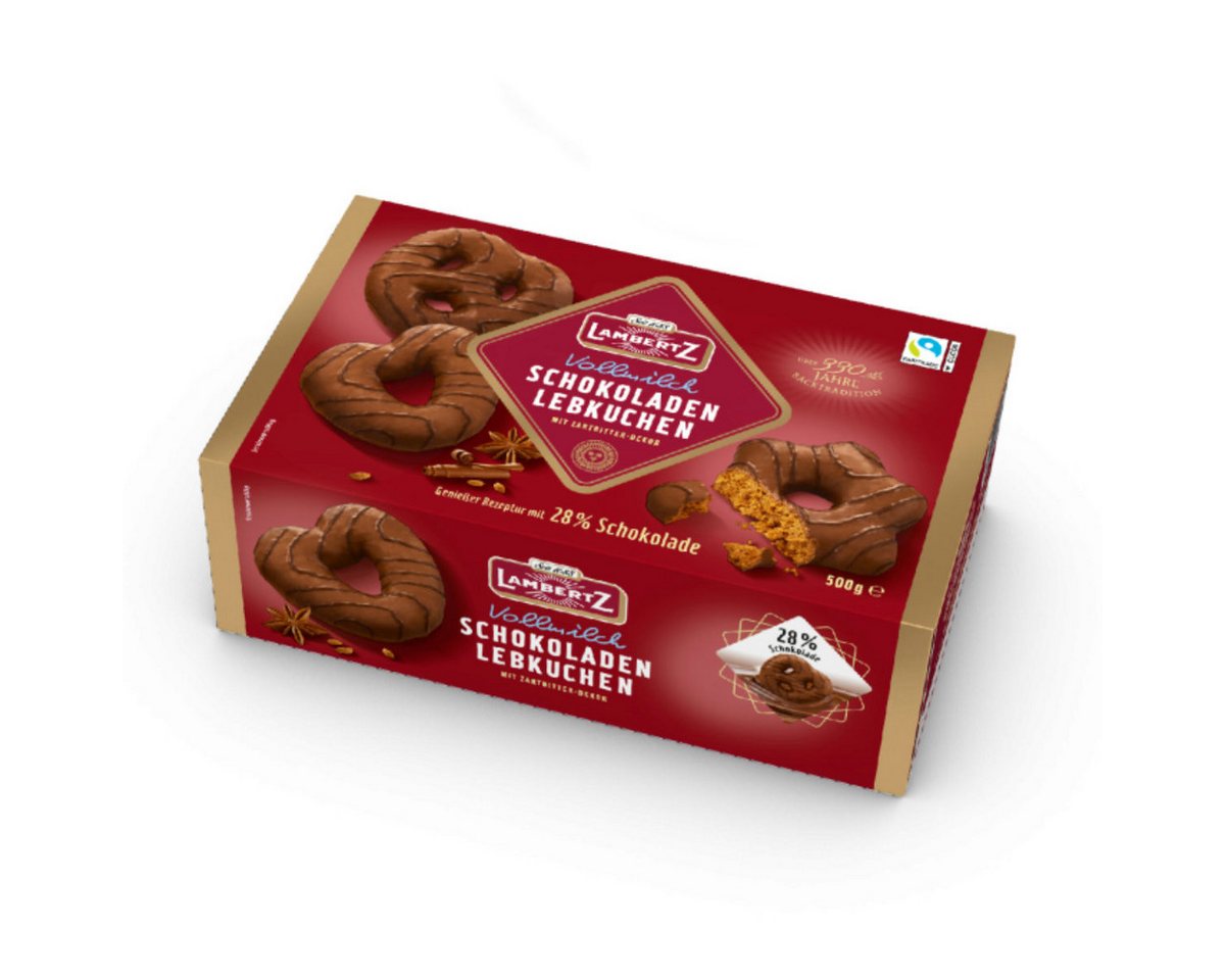 Lambertz Süßigkeit, Lambertz Schokoladen Lebkuchen Herzen Sterne Brezeln Vollmilch 500g