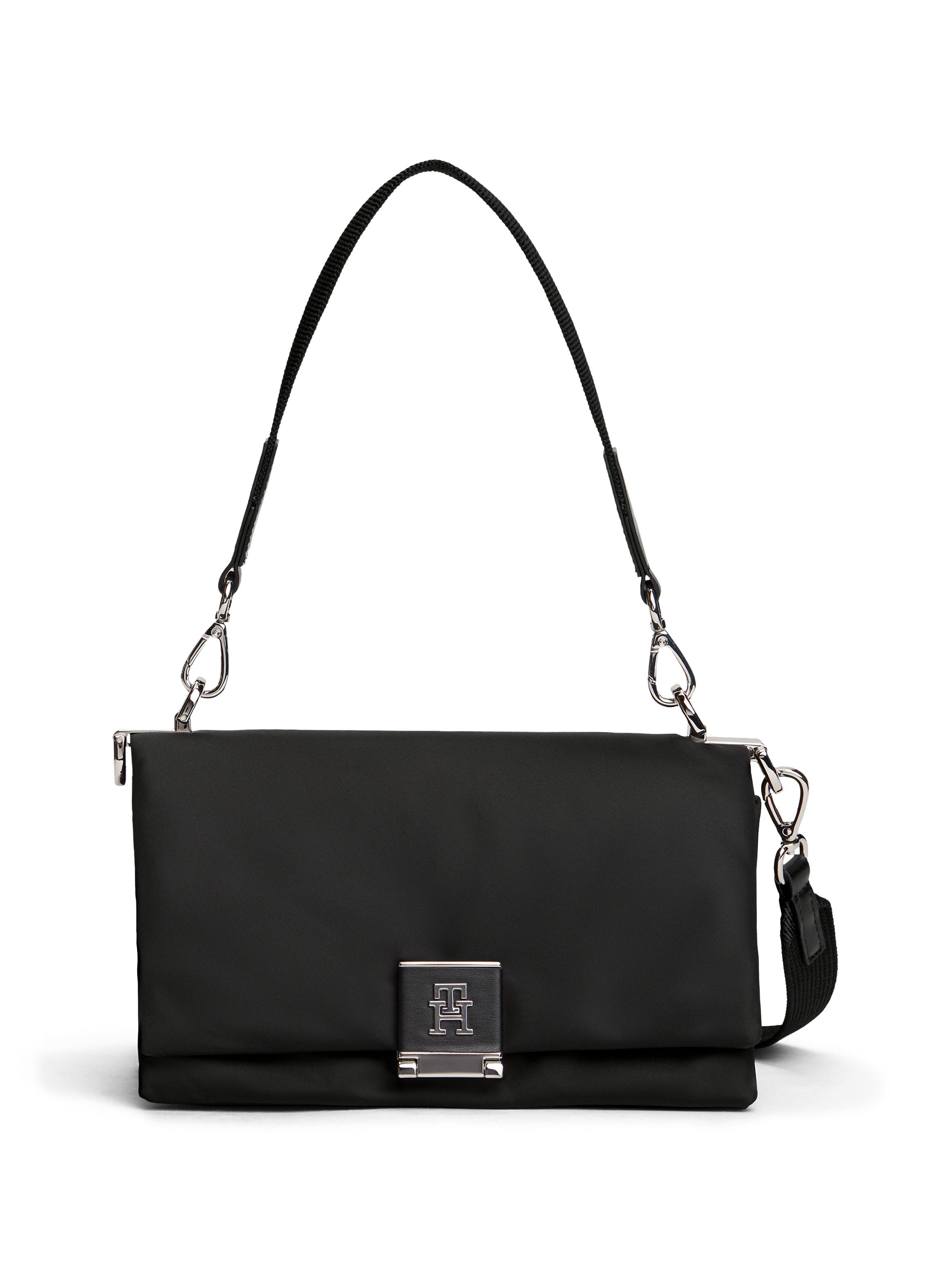 Tommy Hilfiger Umhängetasche TH HER MED CROSSOVER NYLON SV, Damen Tragetasche, Abendtasche, Clutch mit edlem TH-Steckverschluss