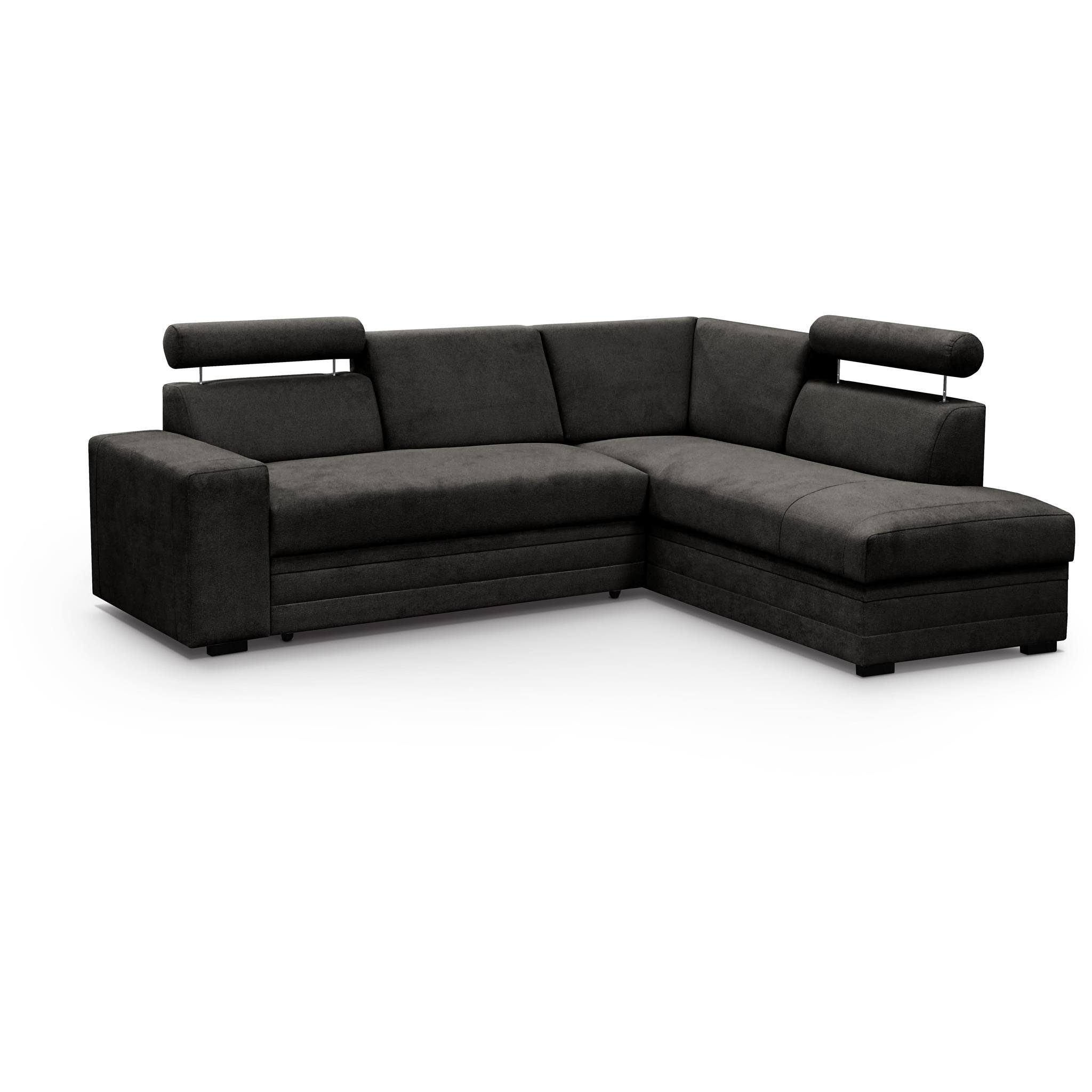 Schlaffunktion, verstellbare Sessel, Wohnzimmer für Beautysofa mit (modernes Dunkelgrau Ecksofa Bettkasten, (vardo Polstergarnitur Set aus gepolstertes Sessel Bonnell-Federn Eckgarnitur 16) Kopfstützen), Roma, mit