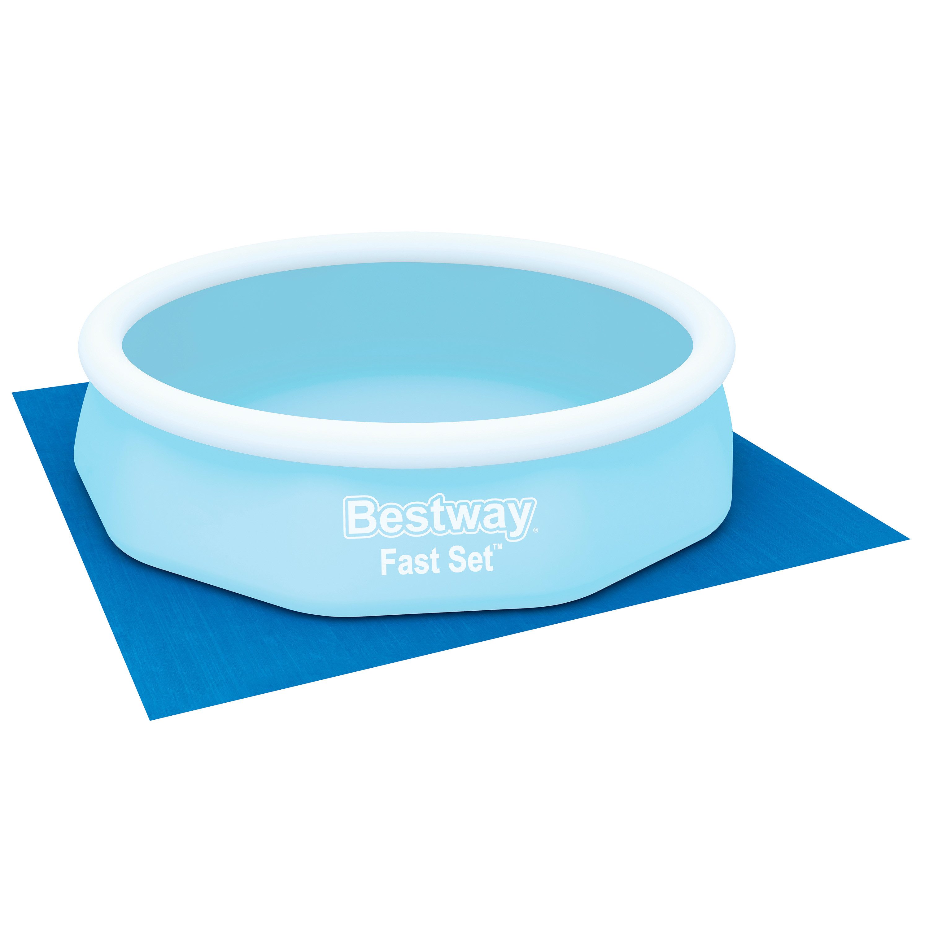 Bestway Bodenschutzplane 335 x 335 cm (Packung, 1-St., für Aufstellpools bis Ø 305 cm), blau, quadratisch