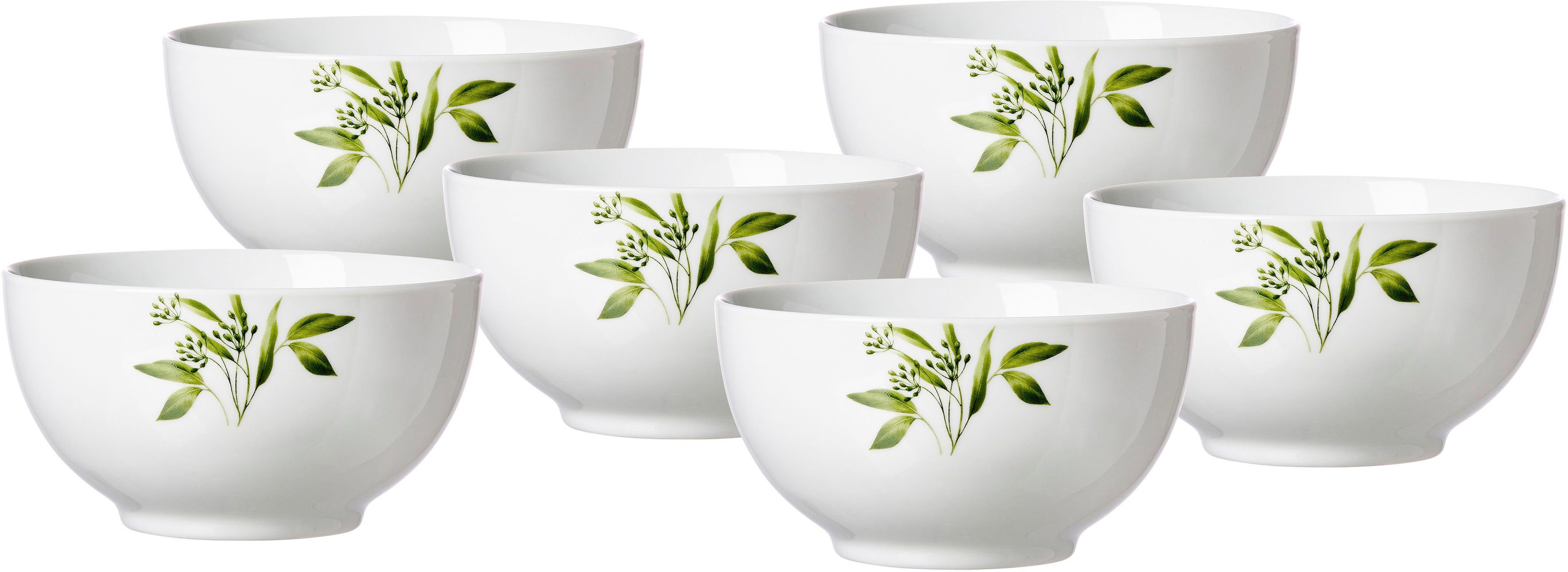 Ritzenhoff & Breker Müslischale Evora, Porzellan, (Set, 6-tlg), Geschirr-Set mit Botanik-Motiv