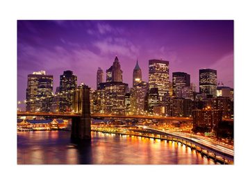 wandmotiv24 Leinwandbild New York bei Nacht, Städte (1 St), Wandbild, Wanddeko, Leinwandbilder in versch. Größen