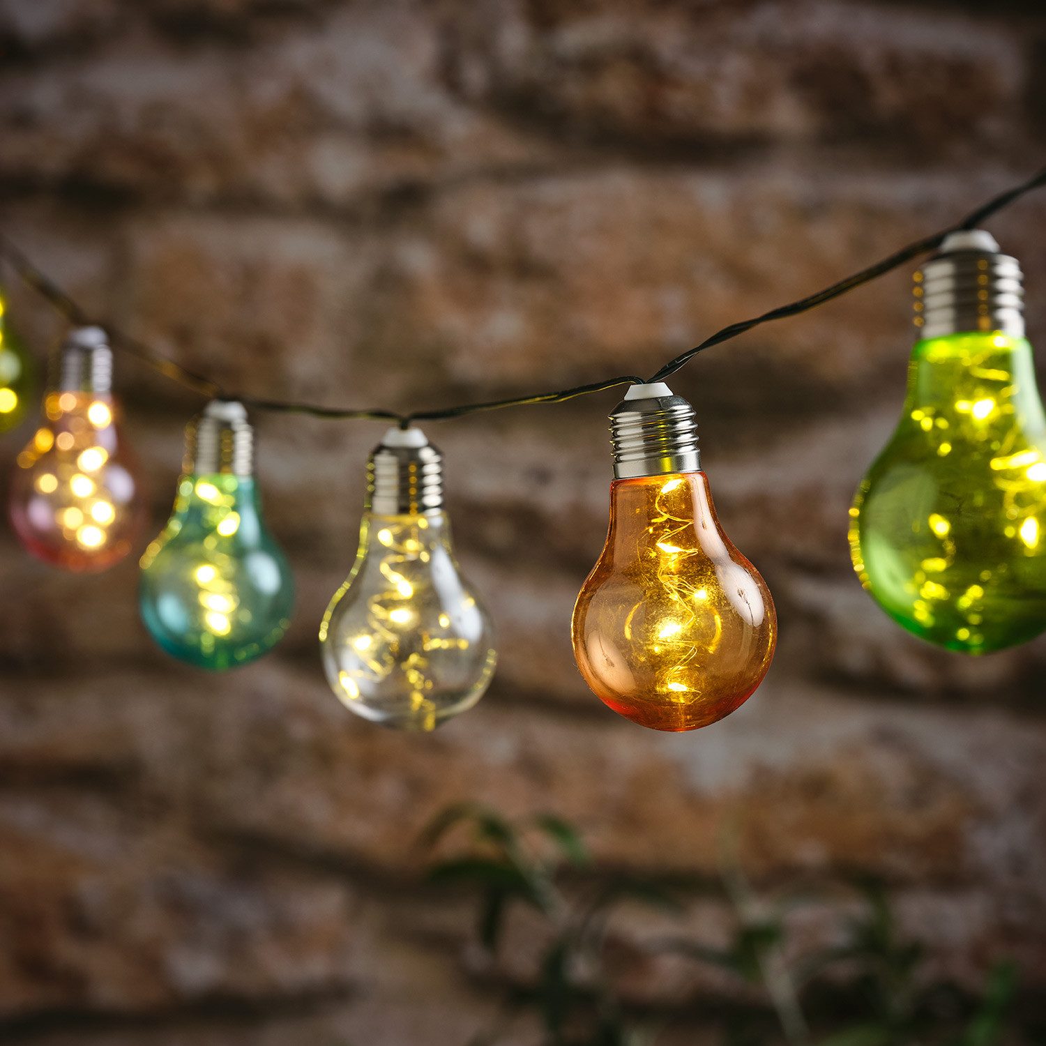 Lights4fun LED-Lichterkette Solar-Glühbirnen-Lichterkette mit 10 Mikro-LEDs in Pastellfarben