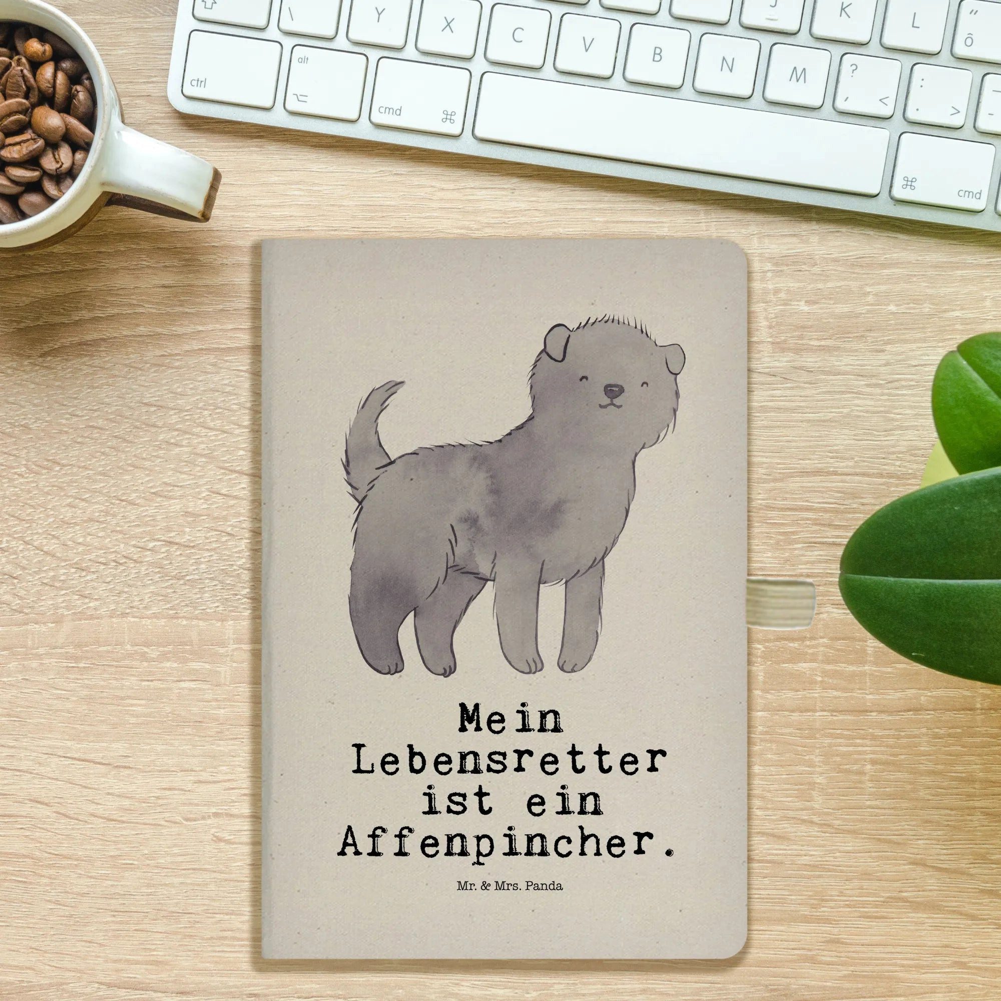 Thumbnail - Mr. & Mrs. Panda Notizbuch Affenpincher Lebensretter - Transparent - Geschenk, A5 Notizbuch Pers Mr. & Mrs. Panda, Umwel...