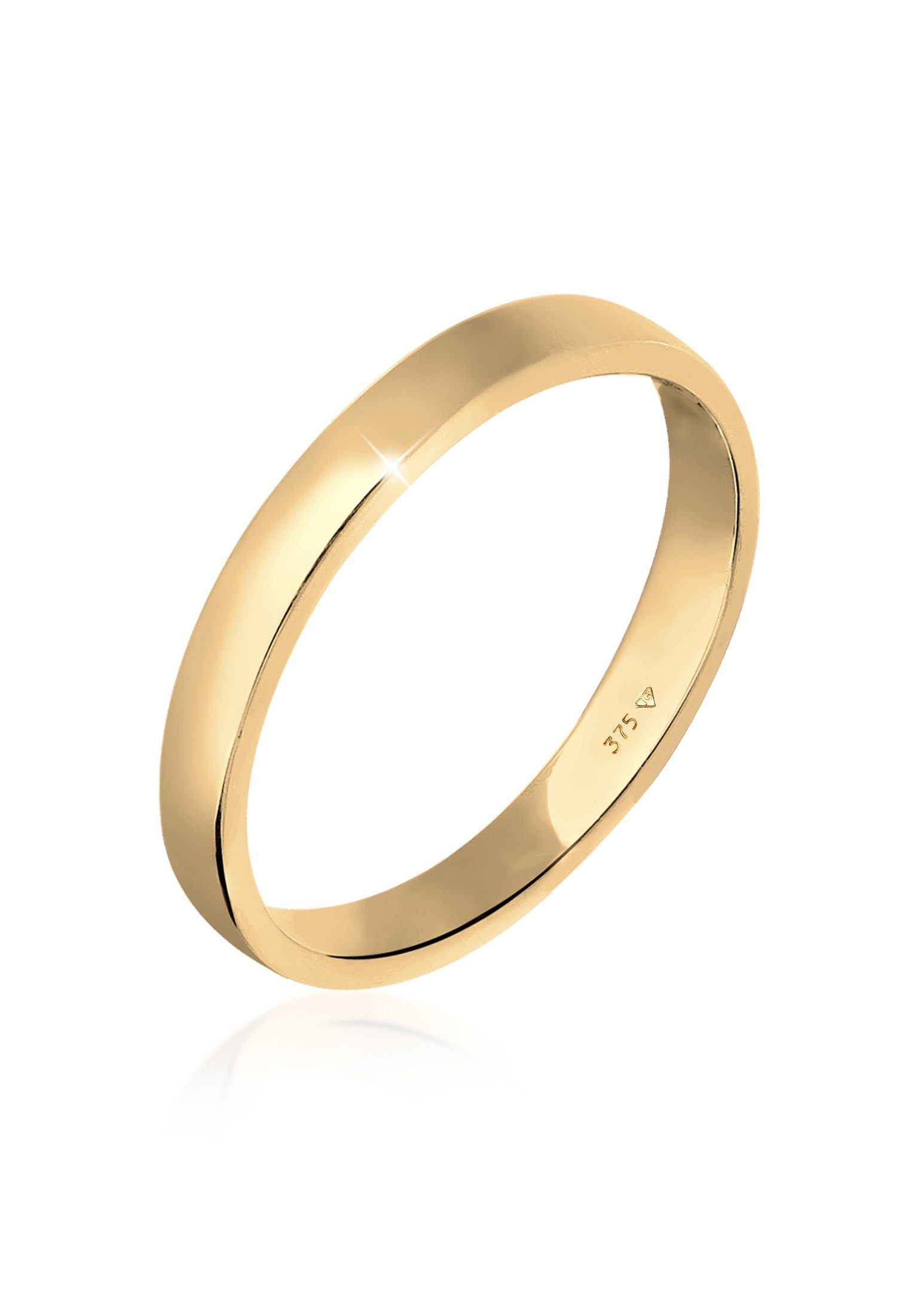 Elli Premium Fingerring Ehering Trauring Partnerring Basic 375 Gelbgold