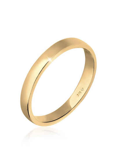 Elli Premium Fingerring Ehering Trauring Partnerring Basic 375 Gelbgold