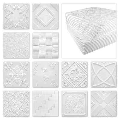marbet design Wanddekoobjekt ZIMA (Deckenplatten aus Styropor EPS - (2 Quadratmeter 50x50cm) Deckenpaneele leicht & robust im modernen Design - Verkleidung Deckenplatten Decke weiß)