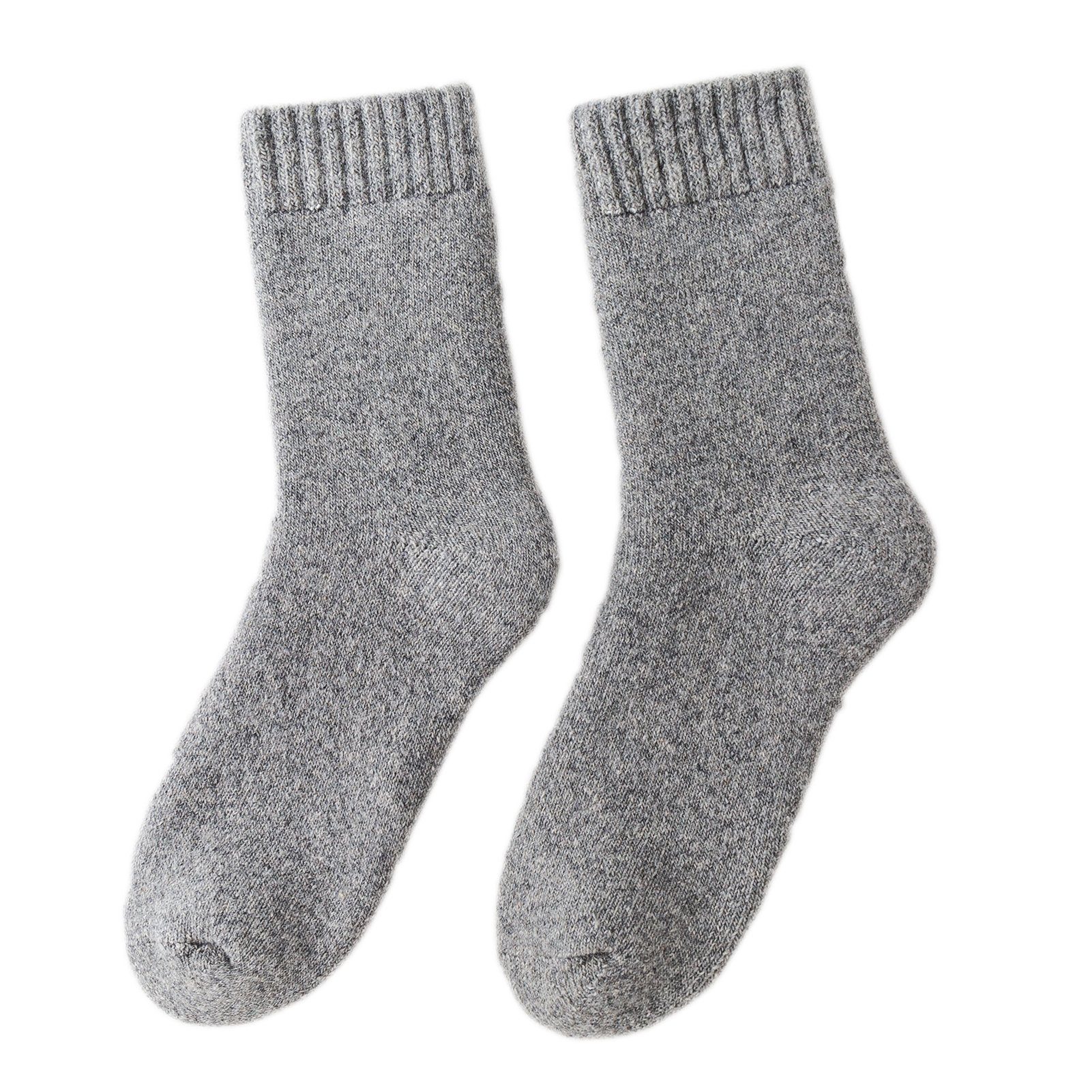 Yalion Langsocken WollSocken Warme Socken Damen Herren, Dicke Weich Wintersocken 1 Paar warm halten grau