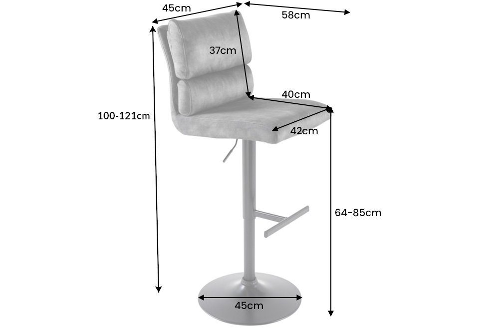 riess-ambiente Barhocker COMFORT antik braun/schwarz - Microfaser, Metall, höhenverstellbar (Einzelartikel, 1 St), Drehbarer Stuhl mit Lehne - ideal für Wohn- und Esszimmer oder Küche