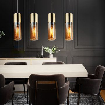 etc-shop LED Pendelleuchte, Leuchtmittel inklusive, Warmweiß, Messing Decken Pendel Lampe amber FILAMENT Glas Hänge